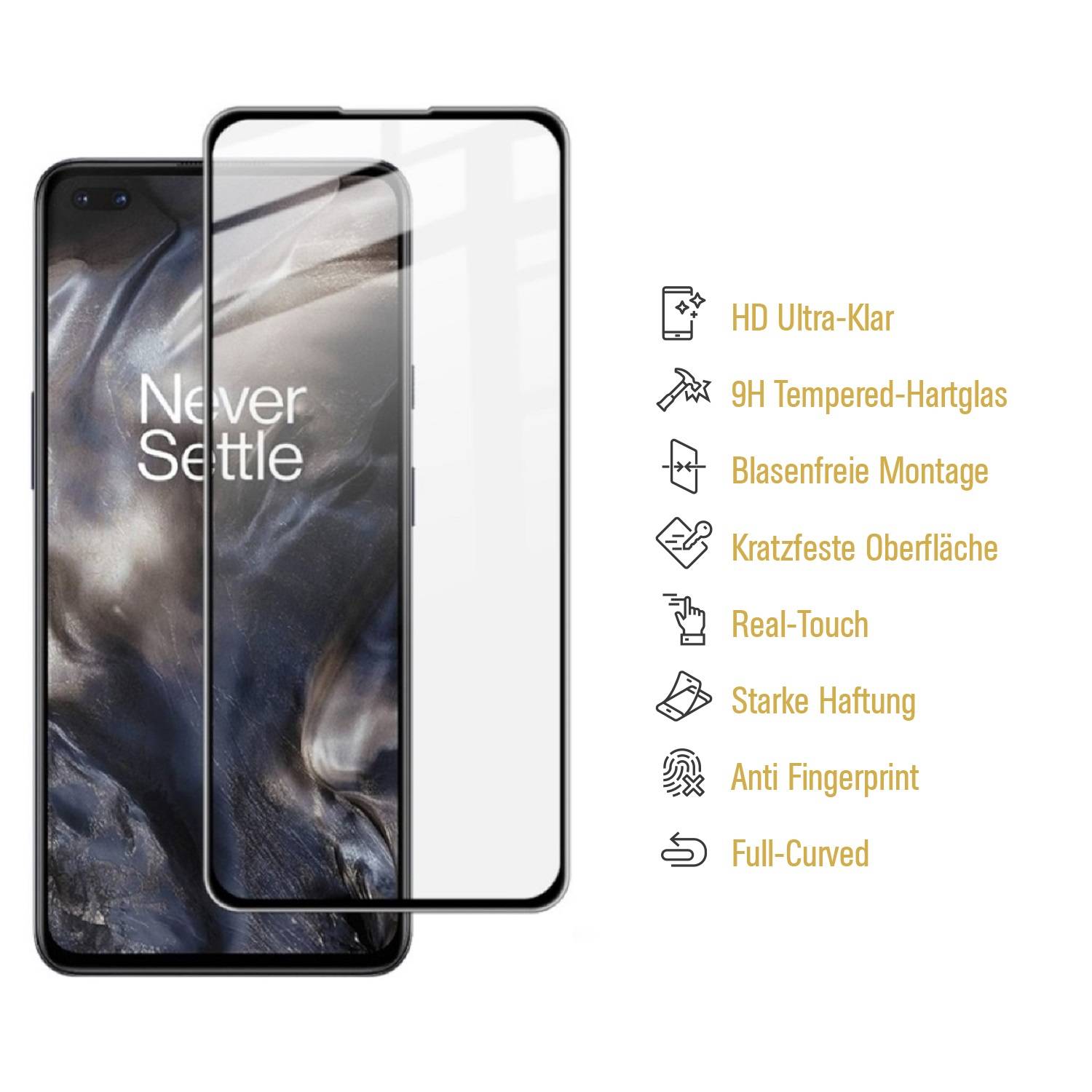 2x 9H Hartglas für OnePlus Nord FULL COVER Panzerfolie Displayschutz Schwarz Panzerglas Schutzglas Schutzfolie