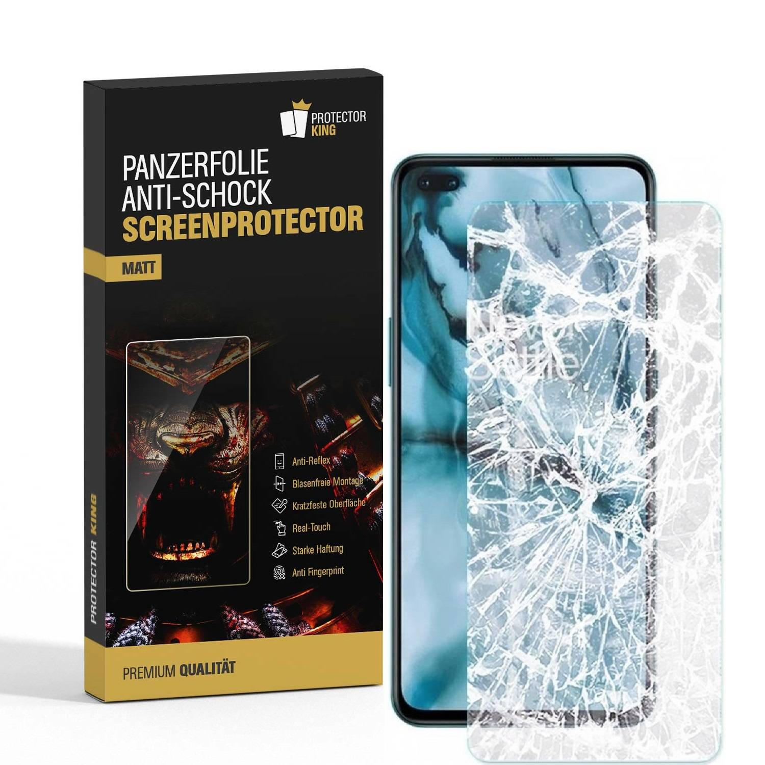 3x Panzerfolie für OnePlus Nord ANTI-SCHOCK ANTI-REFLEX Displayschutzfolie MATT