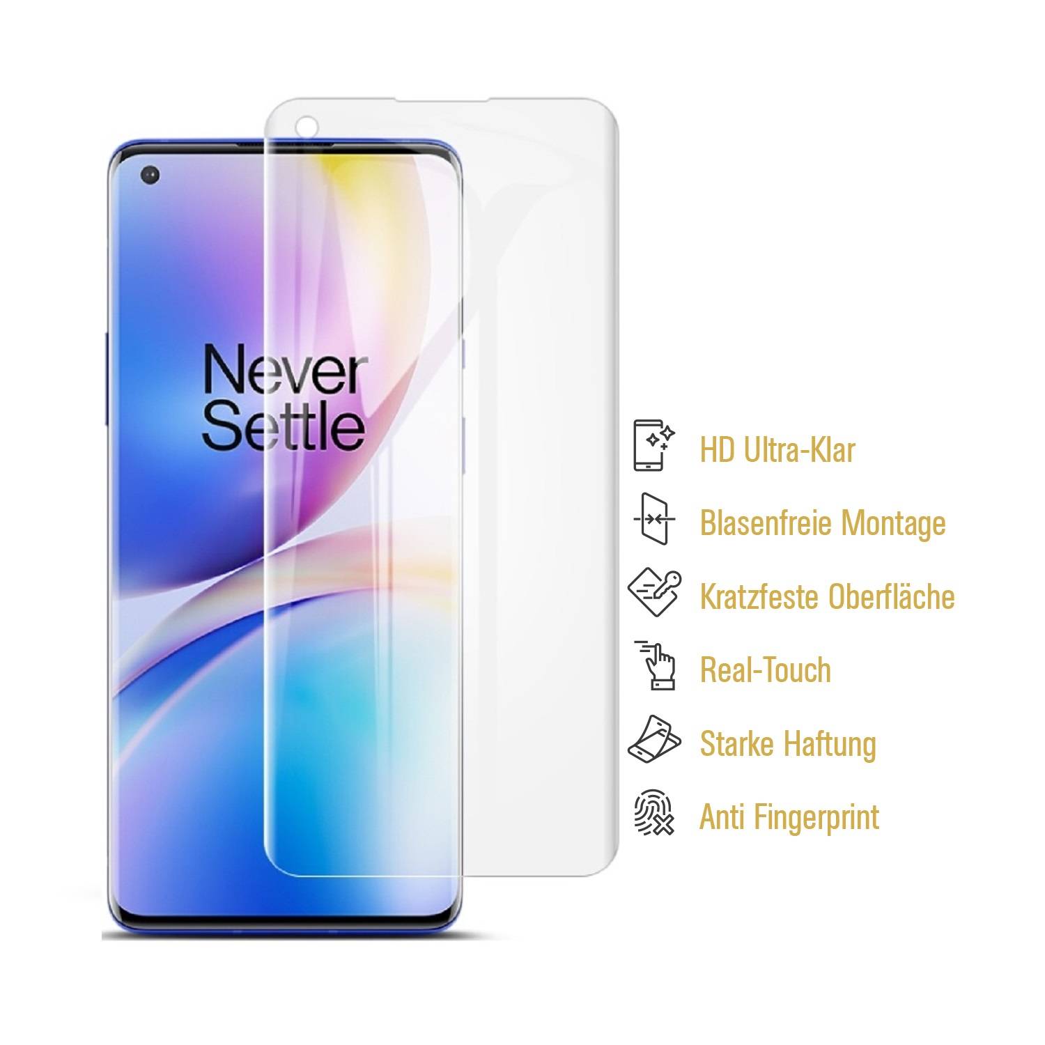 6x Hydropanzerglas für Oneplus 8 Pro HD KLAR FLEXIBLER Displayschutz Schutzglas Hydrogelglas Displayglas Glasfolie Hybridschutzglas