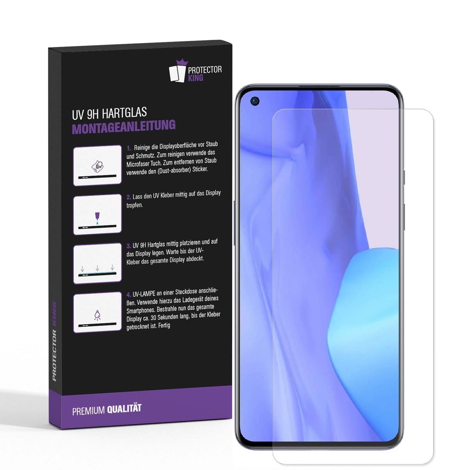 4x UV-Liquid 9H Panzerglas für OnePlus 9 3D KLAR echtes Tempered Panzerhartglas Schutzglas Displayschutz Panzerfolie Schutzfolie Screen Protector
