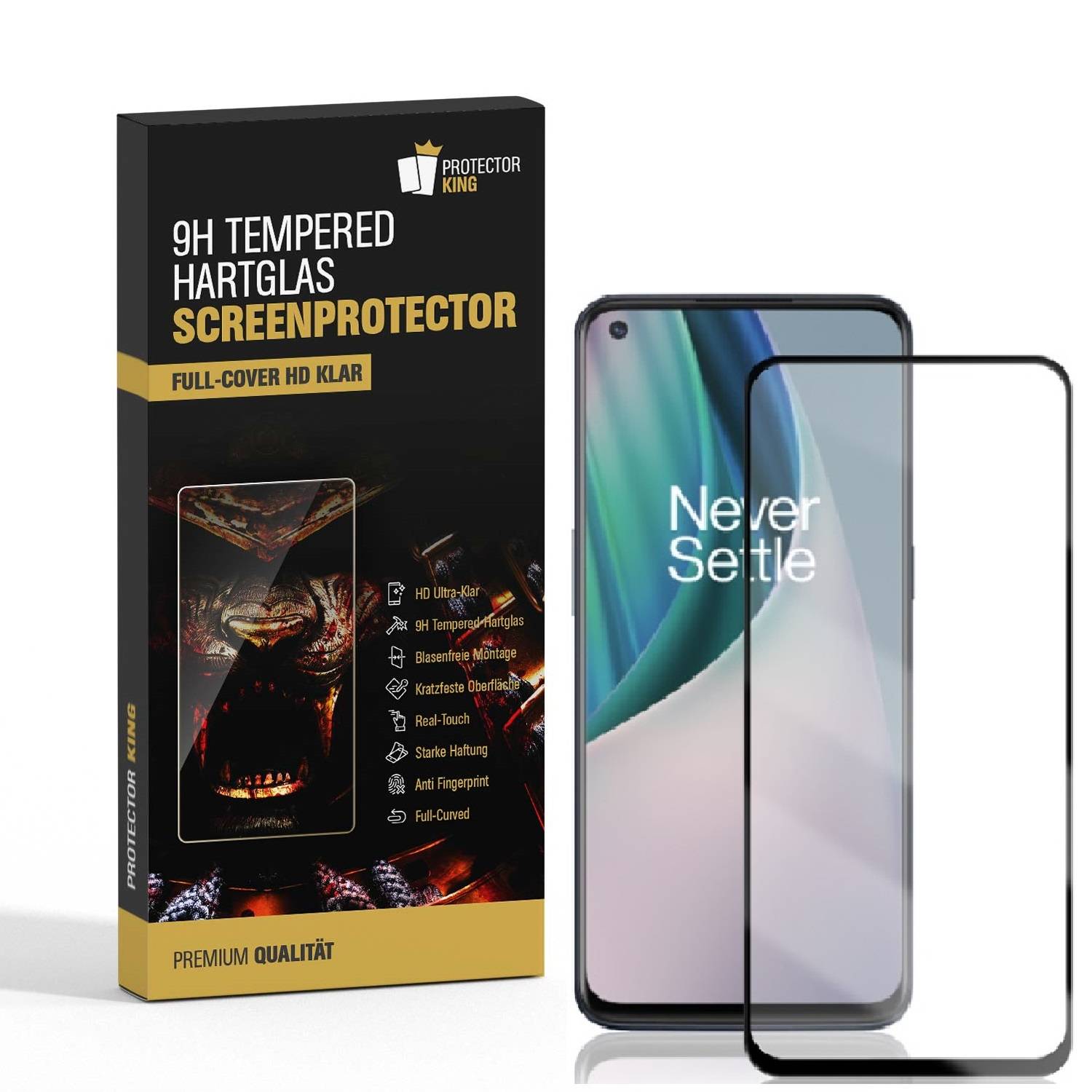 1x 9H Hartglas für OnePlus Nord N100 FULL COVER Panzerfolie Displayschutz SW KLAR Panzerglas Schutzglas