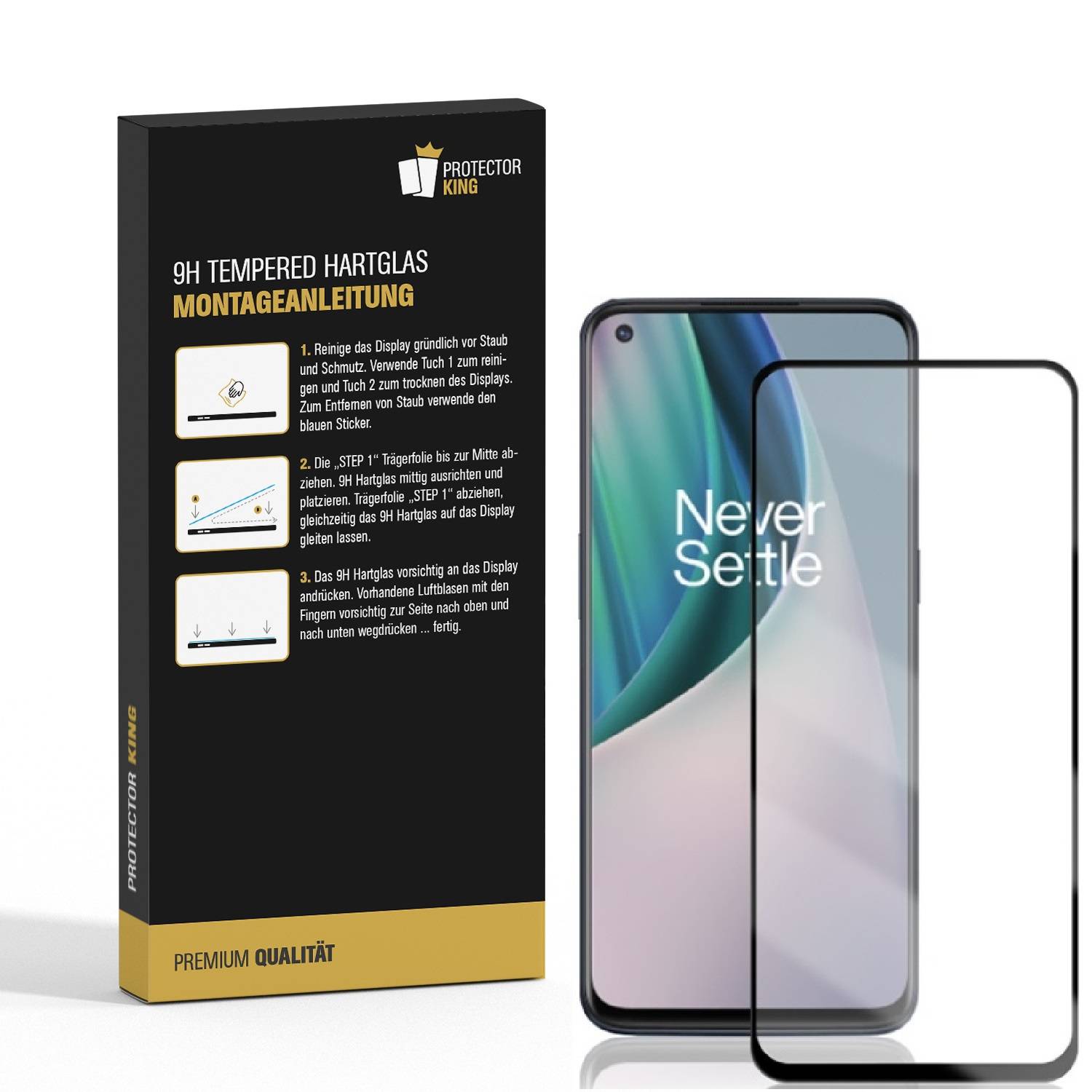 1x 9H Hartglas für OnePlus Nord N100 FULL COVER Panzerfolie Displayschutz SW KLAR Panzerglas Schutzglas