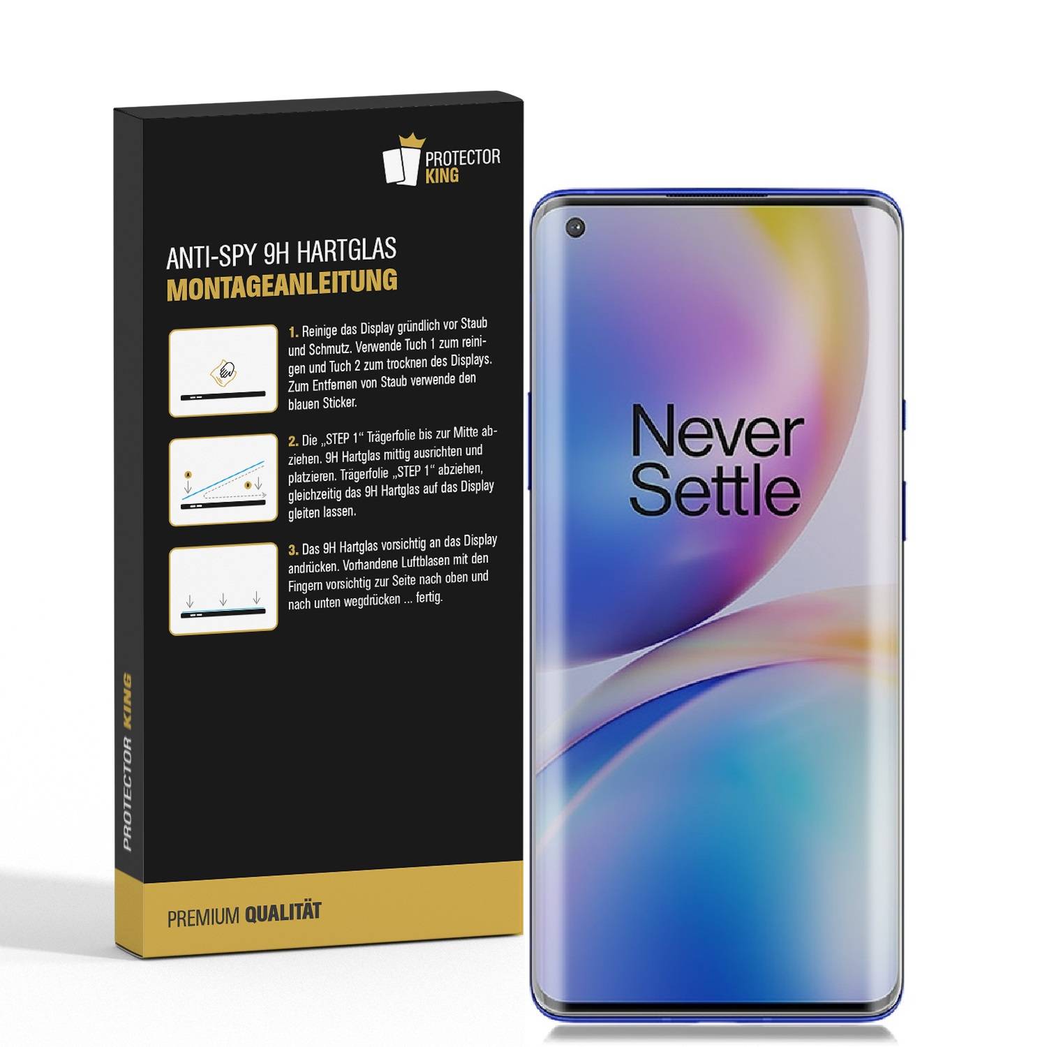 2x 9H Panzerglas für OnePlus 8 Pro FULL CURVED PRIVACY ANTY-SPY Displayschutz Panzerfolie Schutzfolie Hartglas Schutzglas Displayglas Tempered