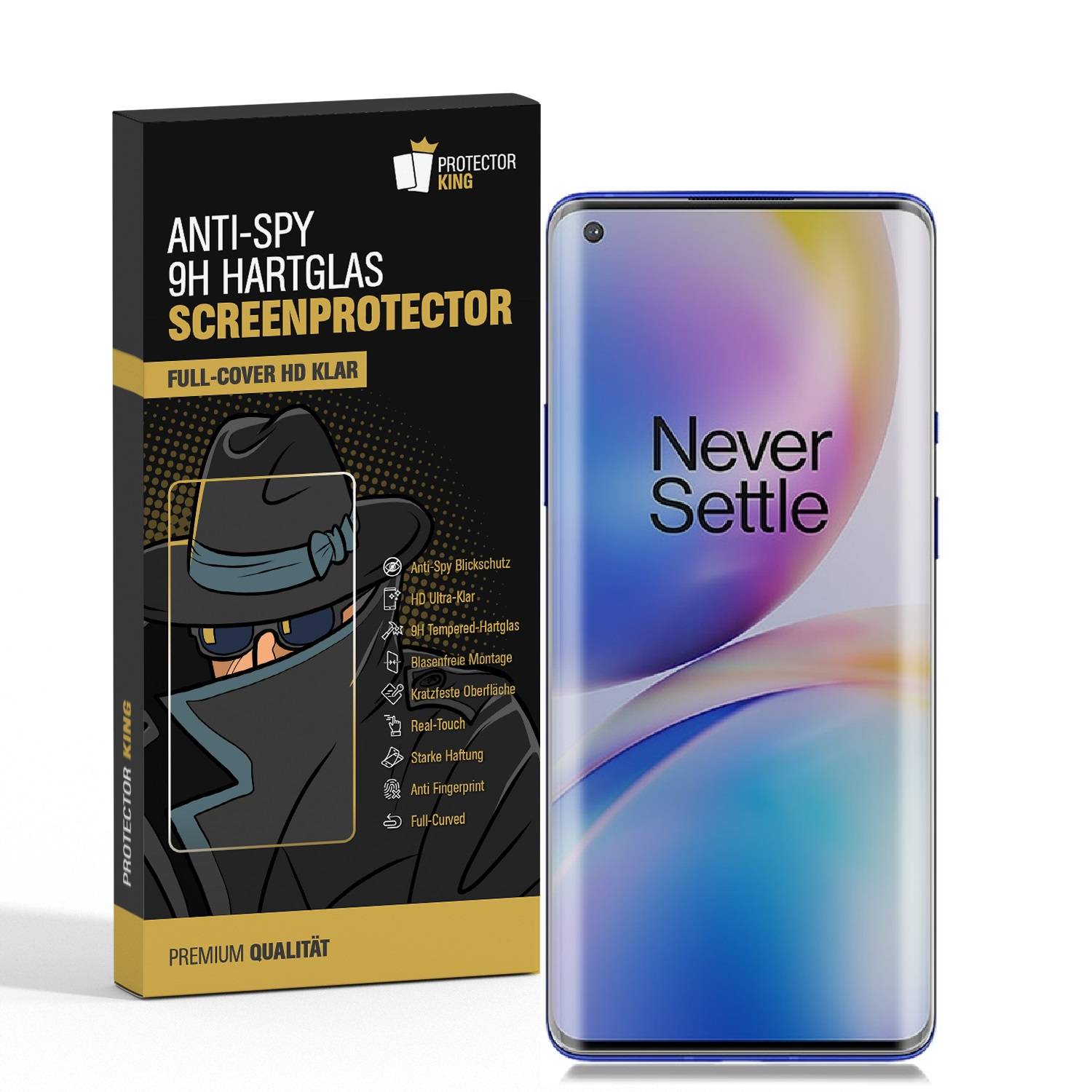 2x 9H Panzerglas für OnePlus 8 Pro FULL CURVED PRIVACY ANTY-SPY Displayschutz Panzerfolie Schutzfolie Hartglas Schutzglas Displayglas Tempered