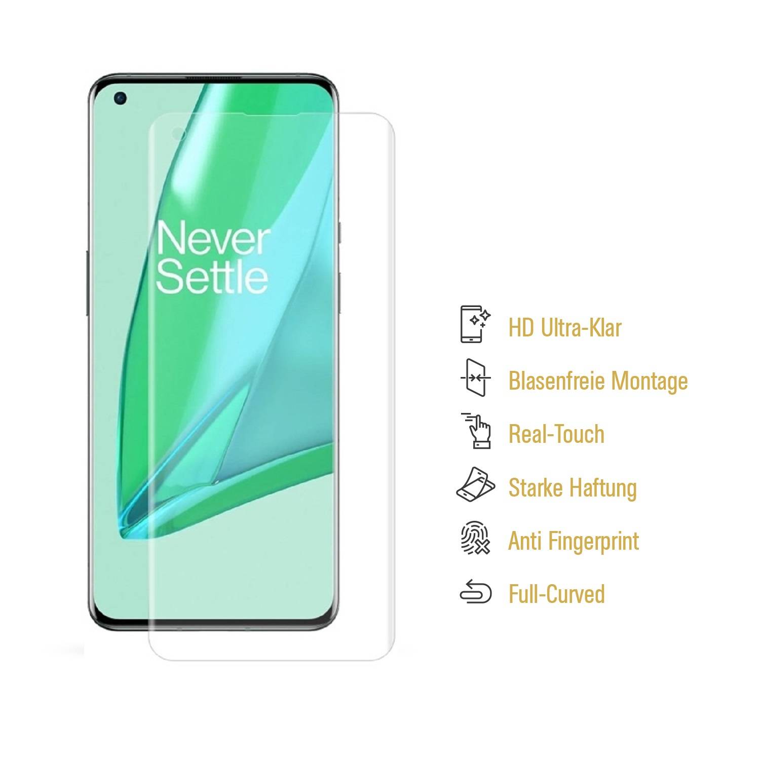 2x Displayfolie für OnePlus 9 FULL COVER Displayschutz Schutzfolie HD KLAR