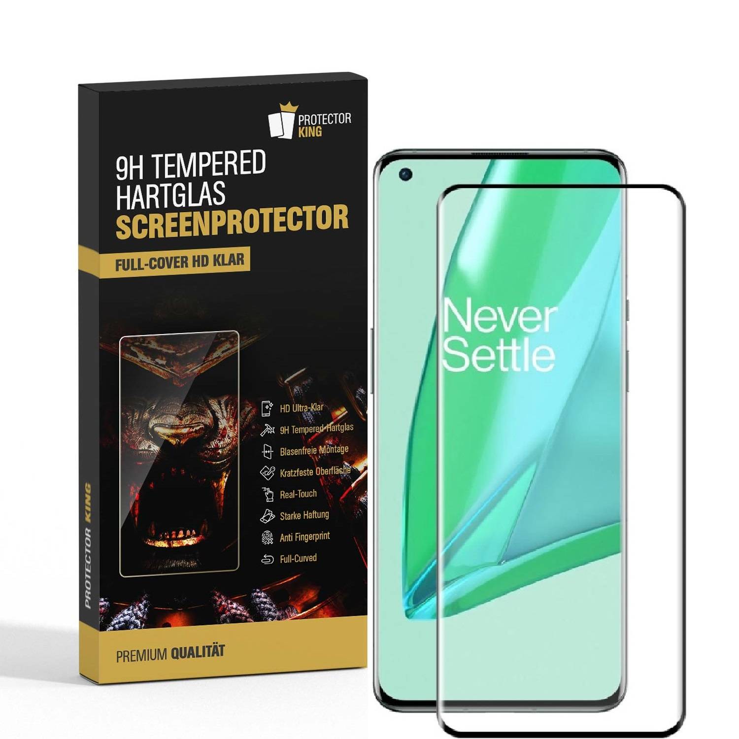 3x 9H Hartglas für OnePlus 9 FULL COVER Schutzglas Schutzfolie Displayschutz Panzerfolie KLAR Panzerglas Tempered echtes Displayglas Glasfolie