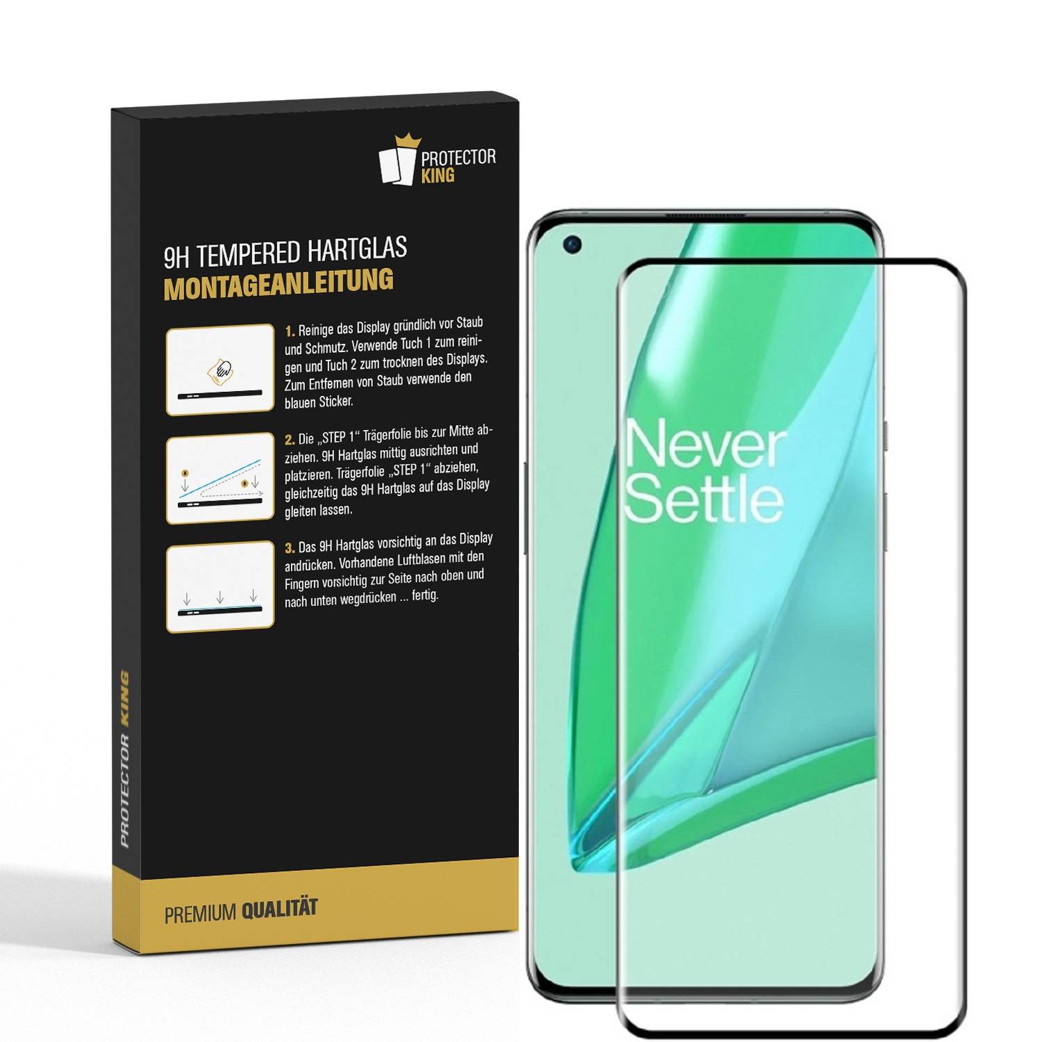 3x 9H Hartglas für OnePlus 9 FULL COVER Schutzglas Schutzfolie Displayschutz Panzerfolie KLAR Panzerglas Tempered echtes Displayglas Glasfolie