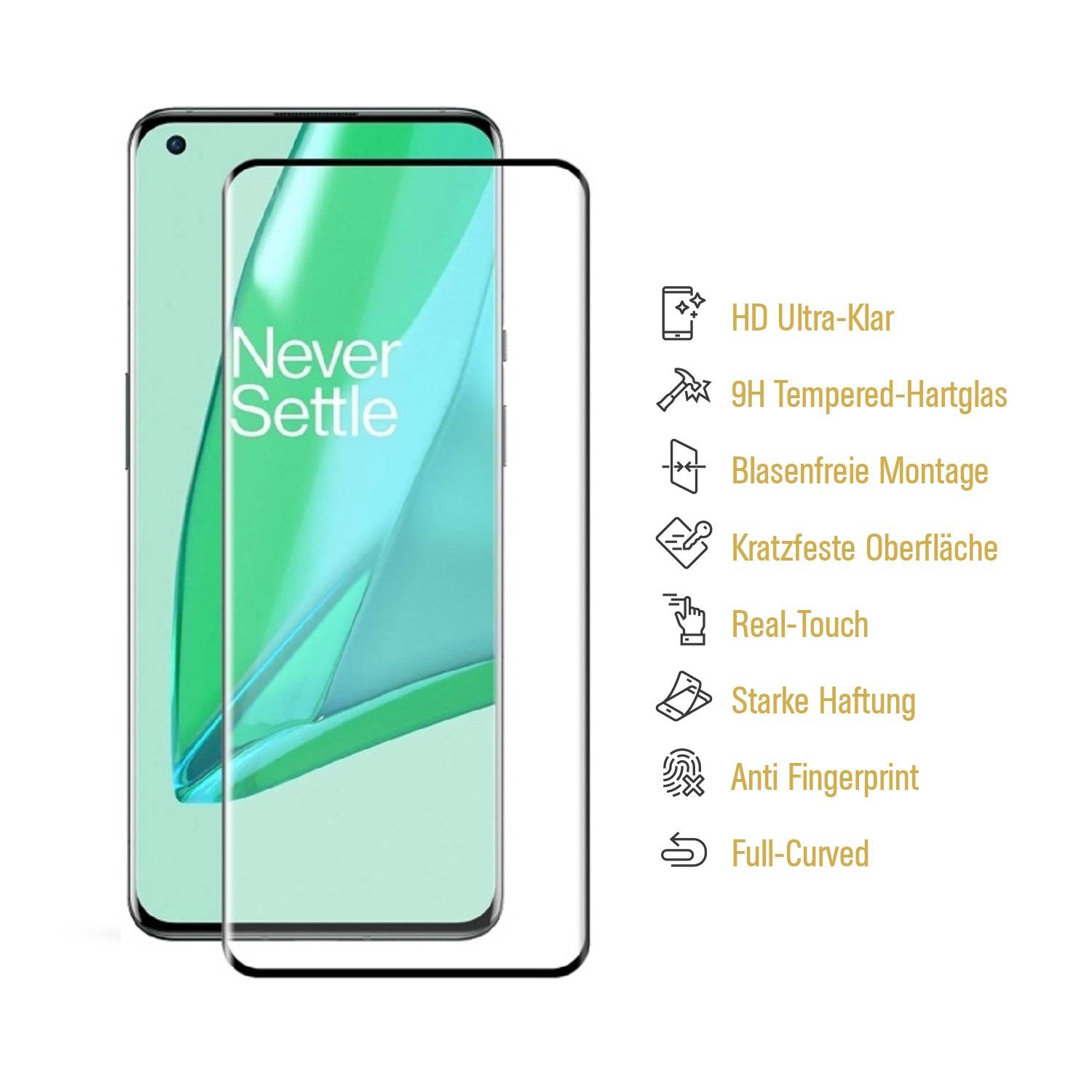 3x 9H Hartglas für OnePlus 9 FULL COVER Schutzglas Schutzfolie Displayschutz Panzerfolie KLAR Panzerglas Tempered echtes Displayglas Glasfolie
