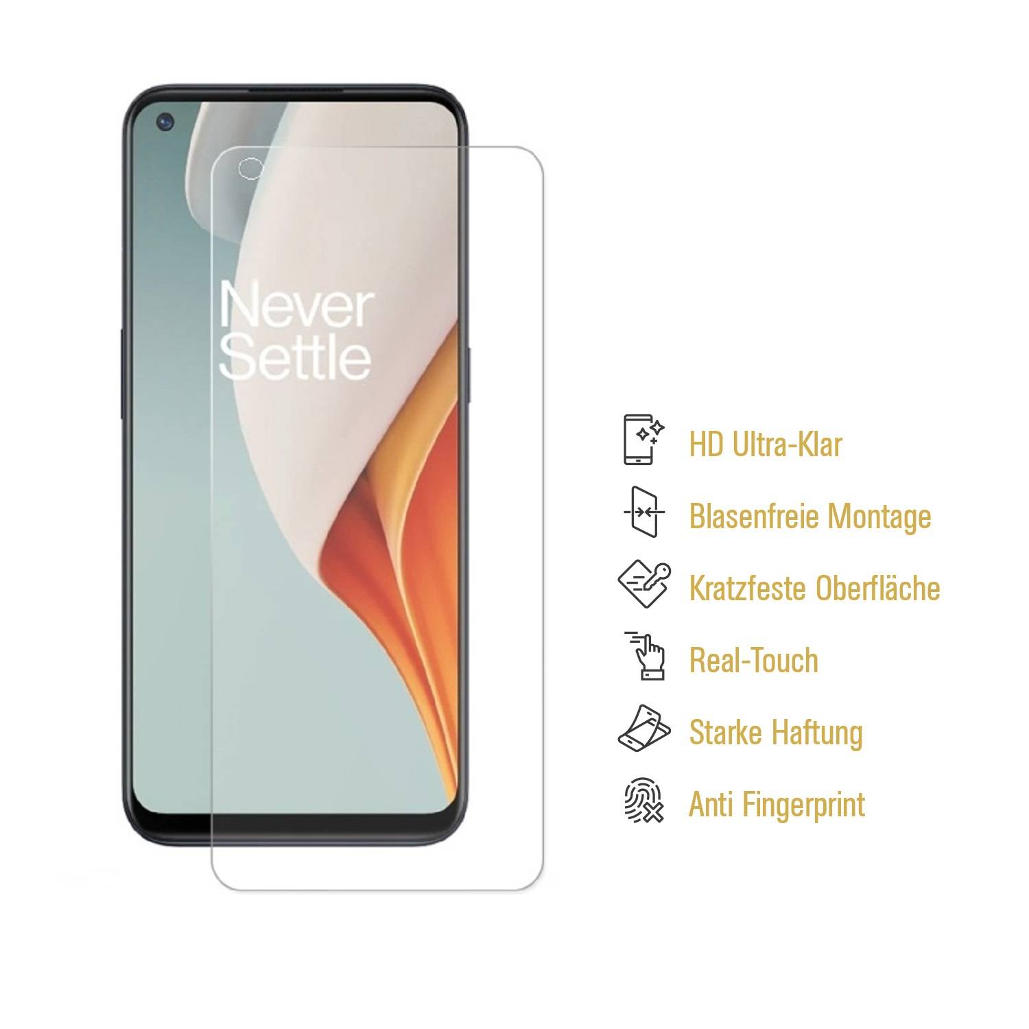 3x Panzerfolie für OnePlus Nord N100 ANTI-SCHOCK Displayschutzfolie HD KLAR