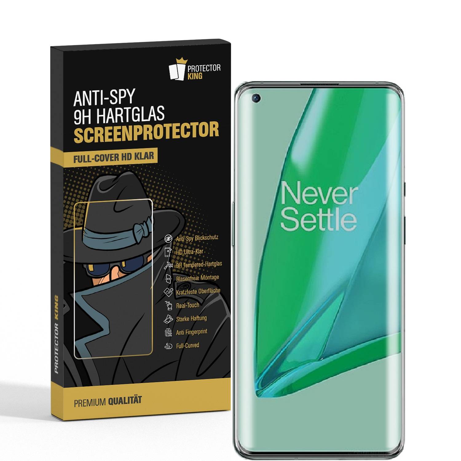 2x 9H Panzerglas für OnePlus 9 FULL CURVED PRIVACY ANTY-SPY Displayschutz Panzerfolie Schutzfolie Hartglas Schutzglas Displayglas Tempered Glasfolie