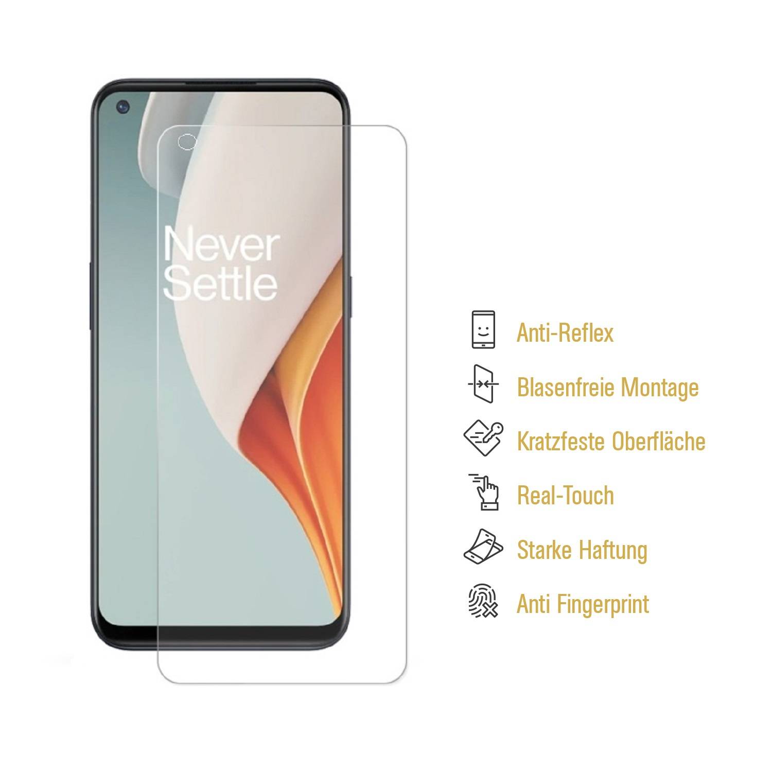 6x Panzerfolie für OnePlus Nord N100 ANTI-SCHOCK Displayschutzfolie MATT