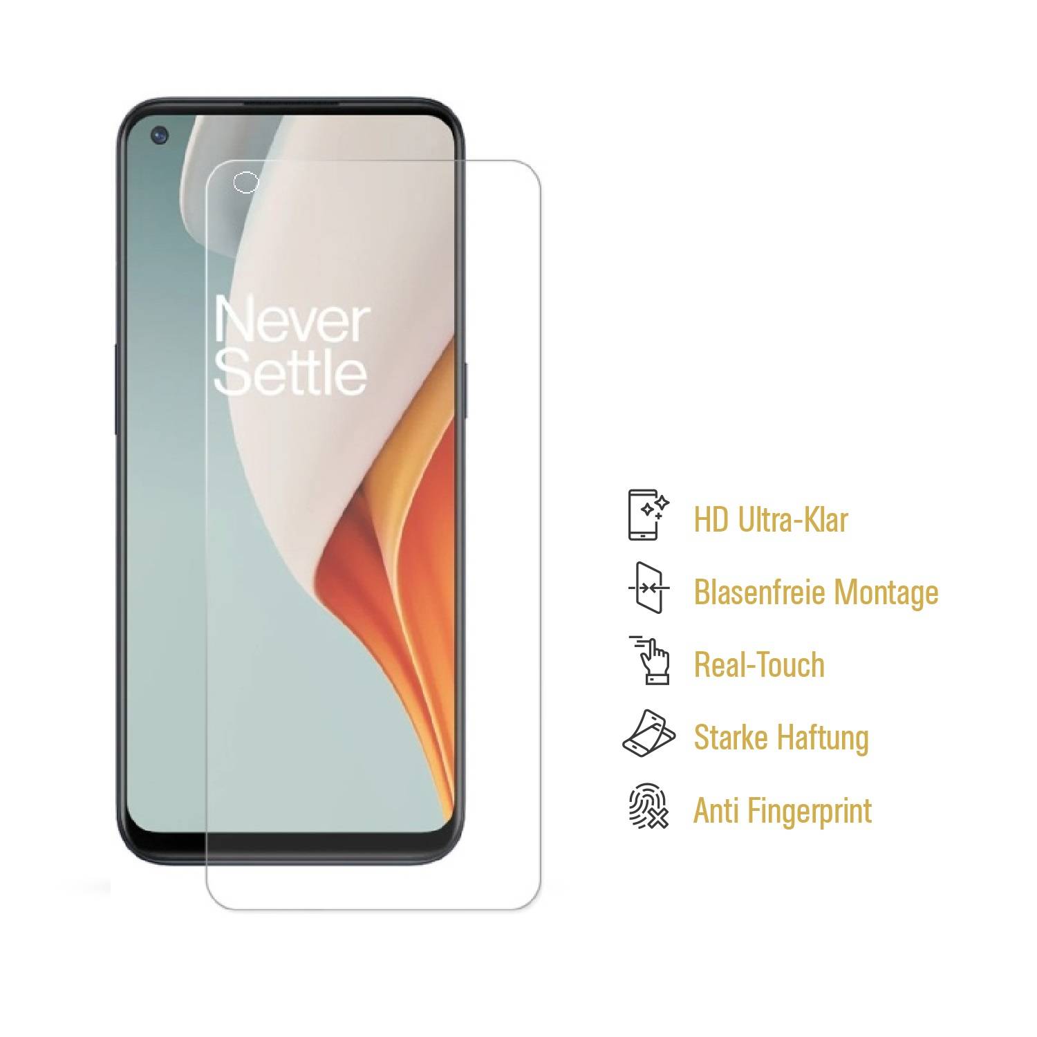 4x Displayschutzfolie für OnePlus Nord N100 Displayfolie HD KLAR