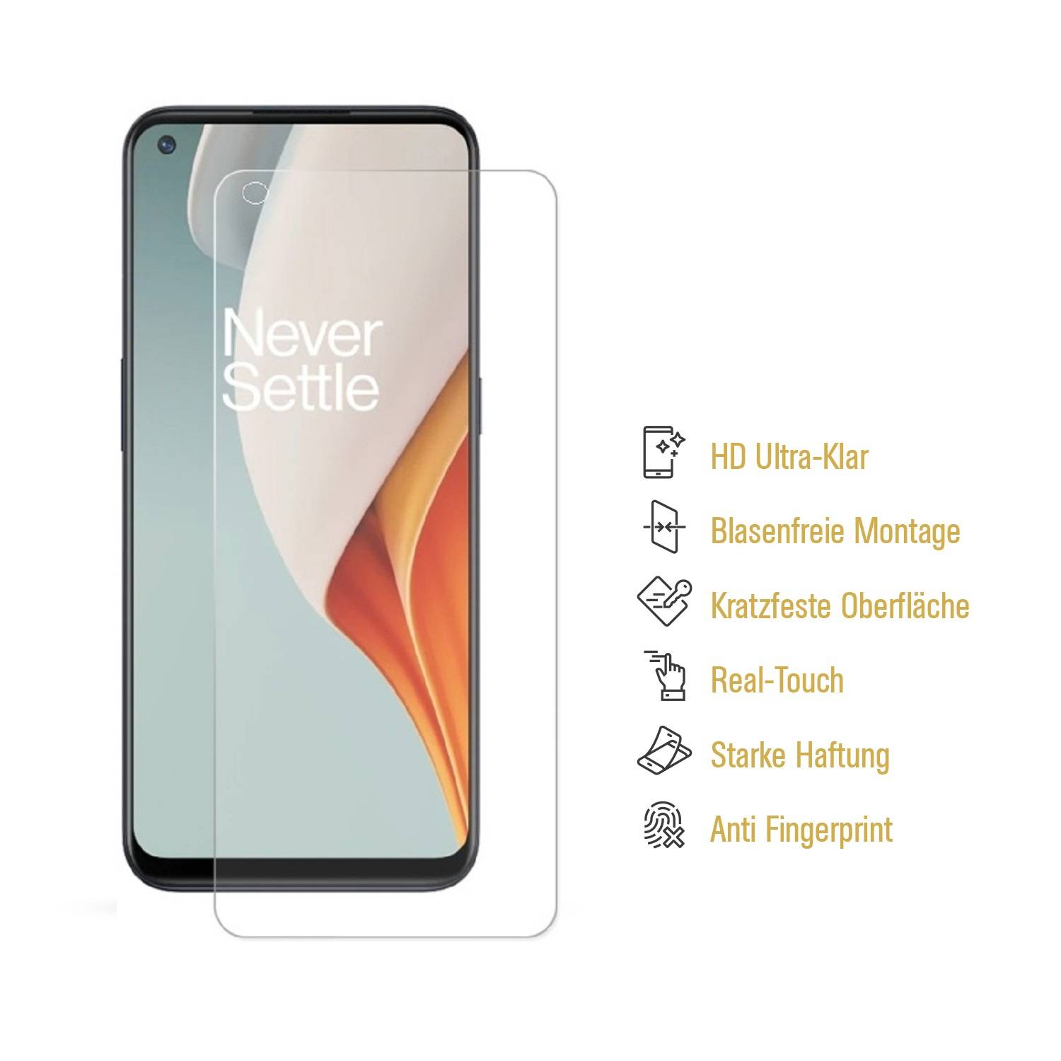 2x Hydrogel-Glass für OnePlus Nord N100 Selbstheilend für Micro Kratzer 3D KLAR Panzerfolie Displayschutz Schutzfolie Screen-Protector