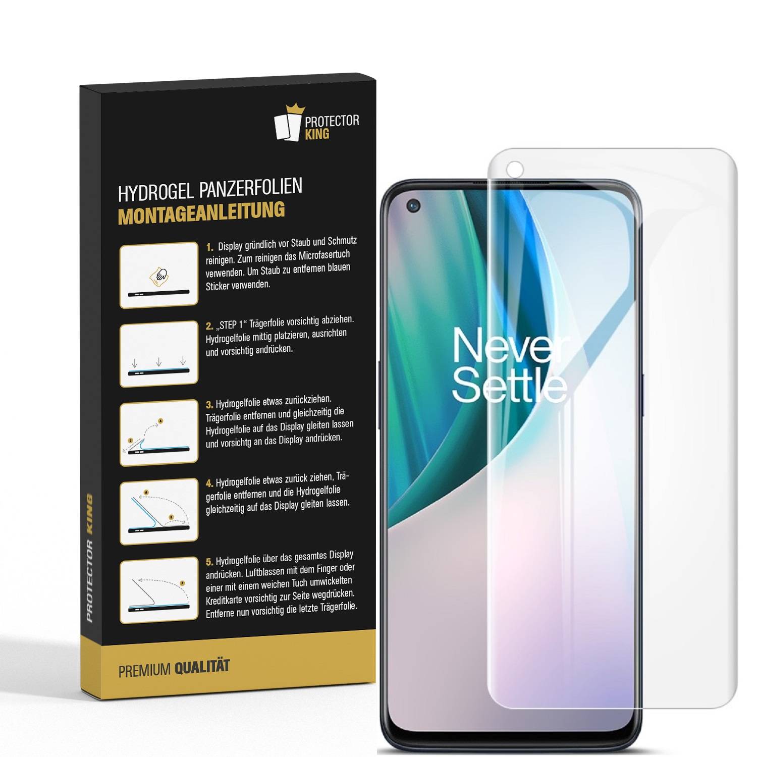 2x Hydrogel-Glass für OnePlus Nord N10 Selbstheilend für Micro Kratzer 3D KLAR Panzerfolie Displayschutz Schutzfolie Screen-Protector
