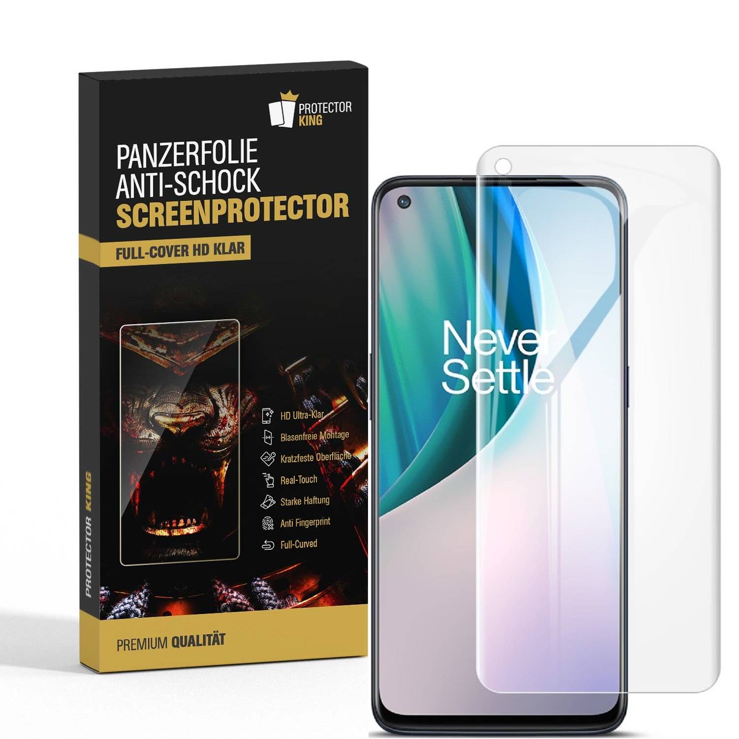 2x Panzerfolie für OnePlus N10 FULL COVER PET Displayschutz Schutzfolie HD KLAR