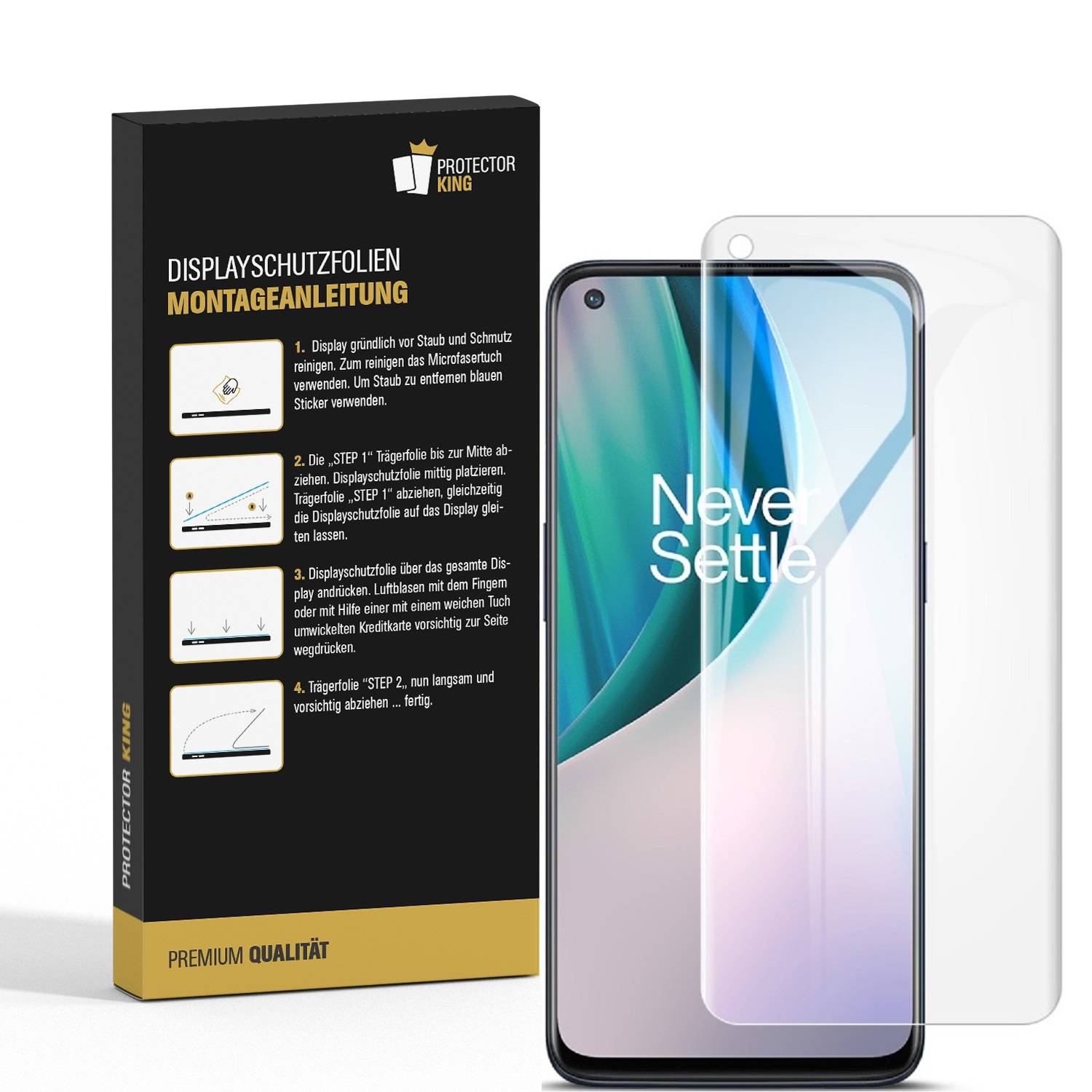 2x Panzerfolie für OnePlus N10 FULL COVER PET Displayschutz Schutzfolie HD KLAR