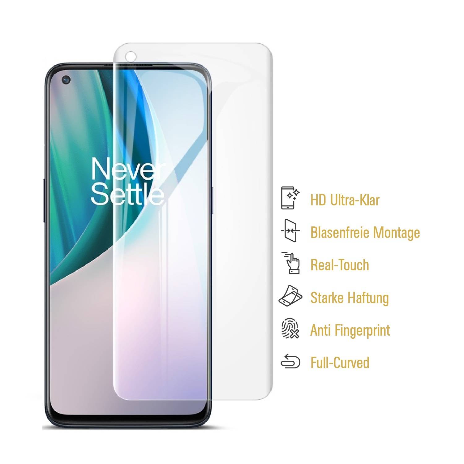 4x Displayfolie für One Plus Nord N10 FULL COVER Displayschutzfolie Display HD KLAR Schutzfolie