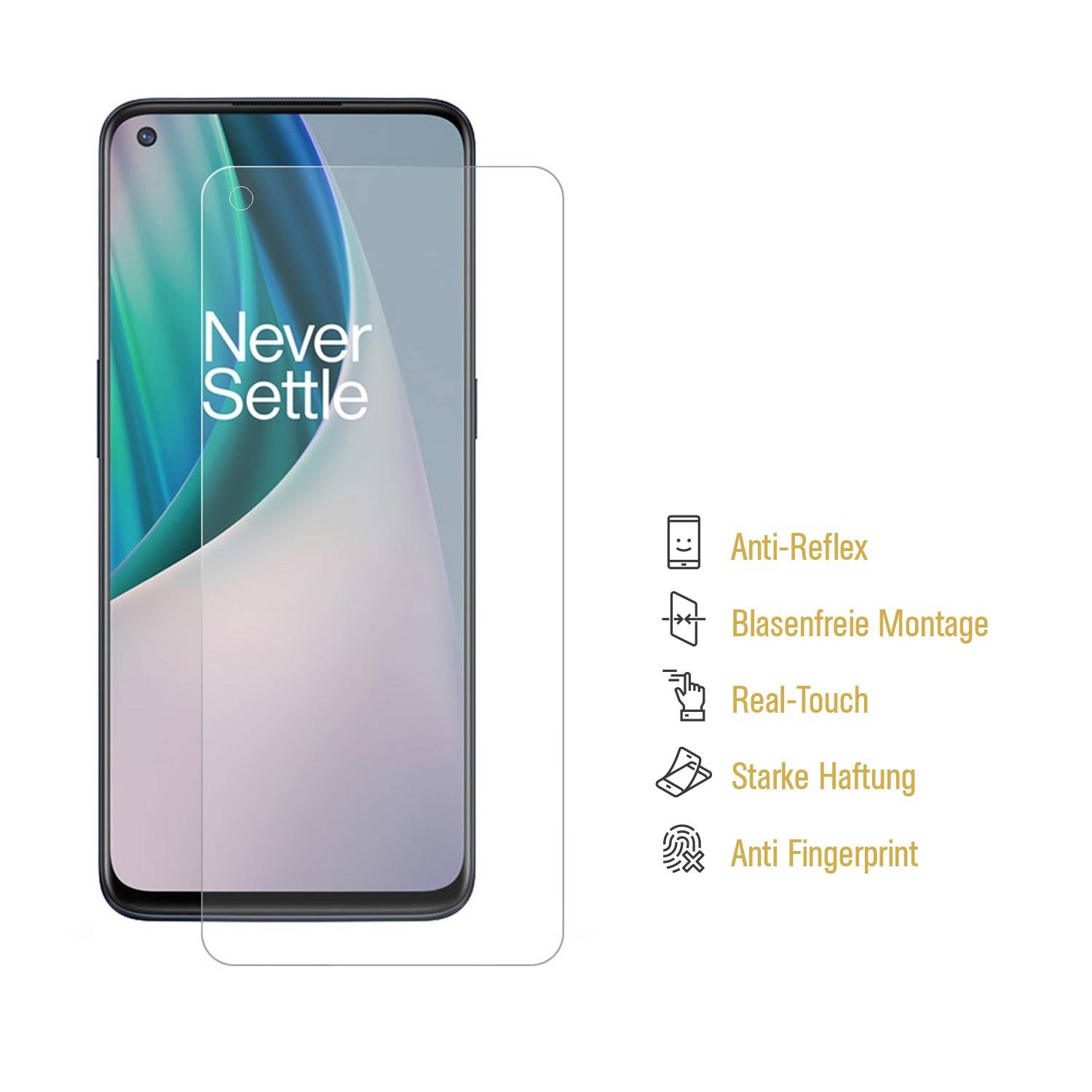 2x Displayfolie für OnePlus Nord N10 Displayschutzfolie ANTI-REFLEX MATT Schutzfolie