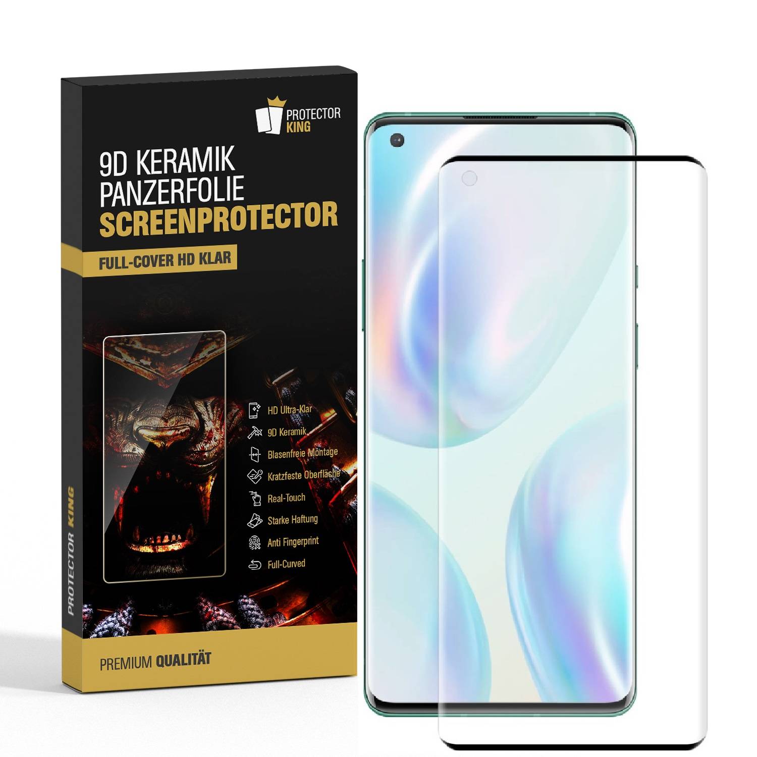 1x 9D Keramik-Glass für OnePlus 9 Pro FULL COVER 3D KLAR Panzerfolie Displayschutz Schutzfolie Ceramic Screen-Protector