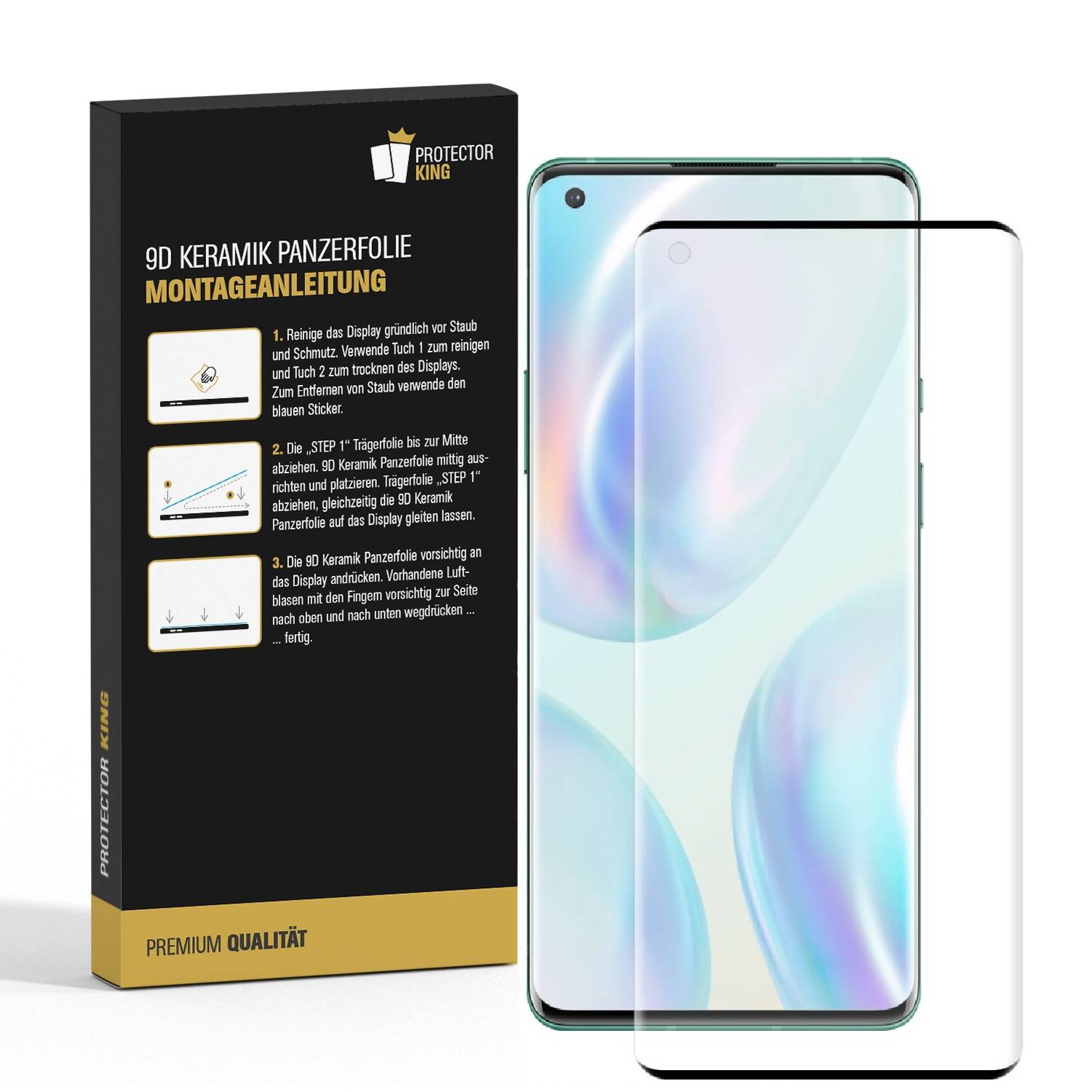 1x 9D Keramik-Glass für OnePlus 9 Pro FULL COVER 3D KLAR Panzerfolie Displayschutz Schutzfolie Ceramic Screen-Protector
