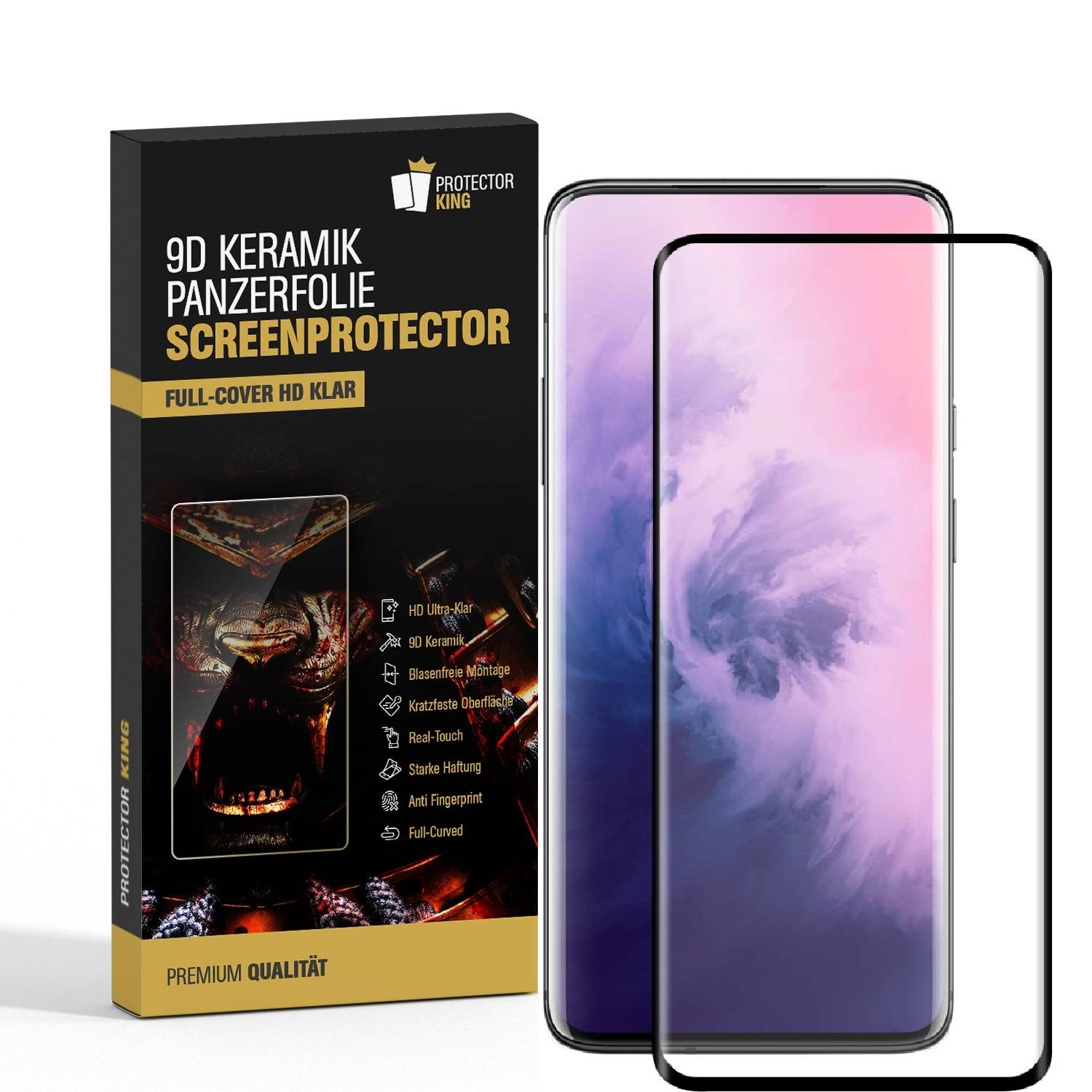 1x 9D Keramik-Glass für OnePlus 7 Pro FULL COVER 3D KLAR Panzerfolie Displayschutz Schutzfolie Ceramic Screen-Protector