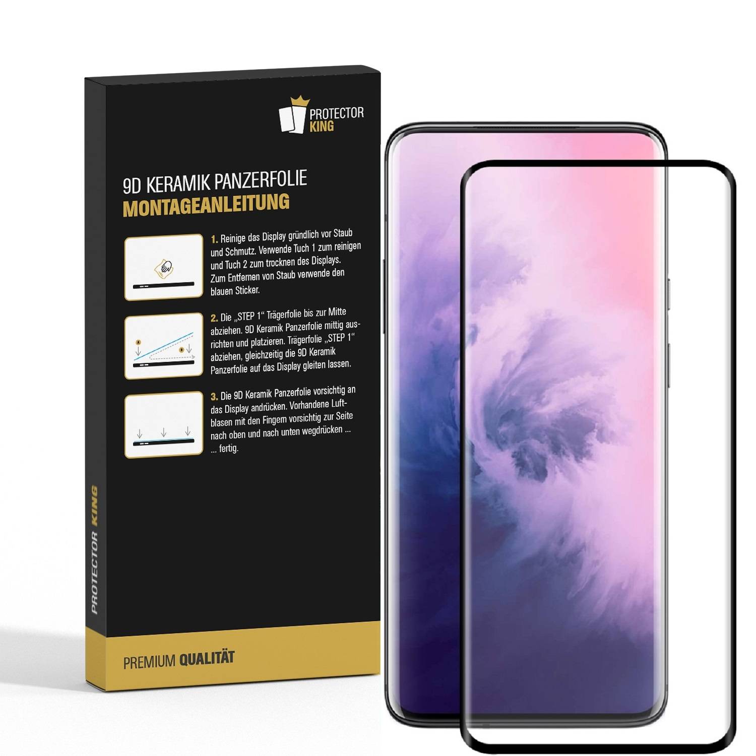 6x 9D Keramik-Glass für OnePlus 7 Pro FULL COVER 3D KLAR Panzerfolie Displayschutz Schutzfolie Ceramic Screen-Protector