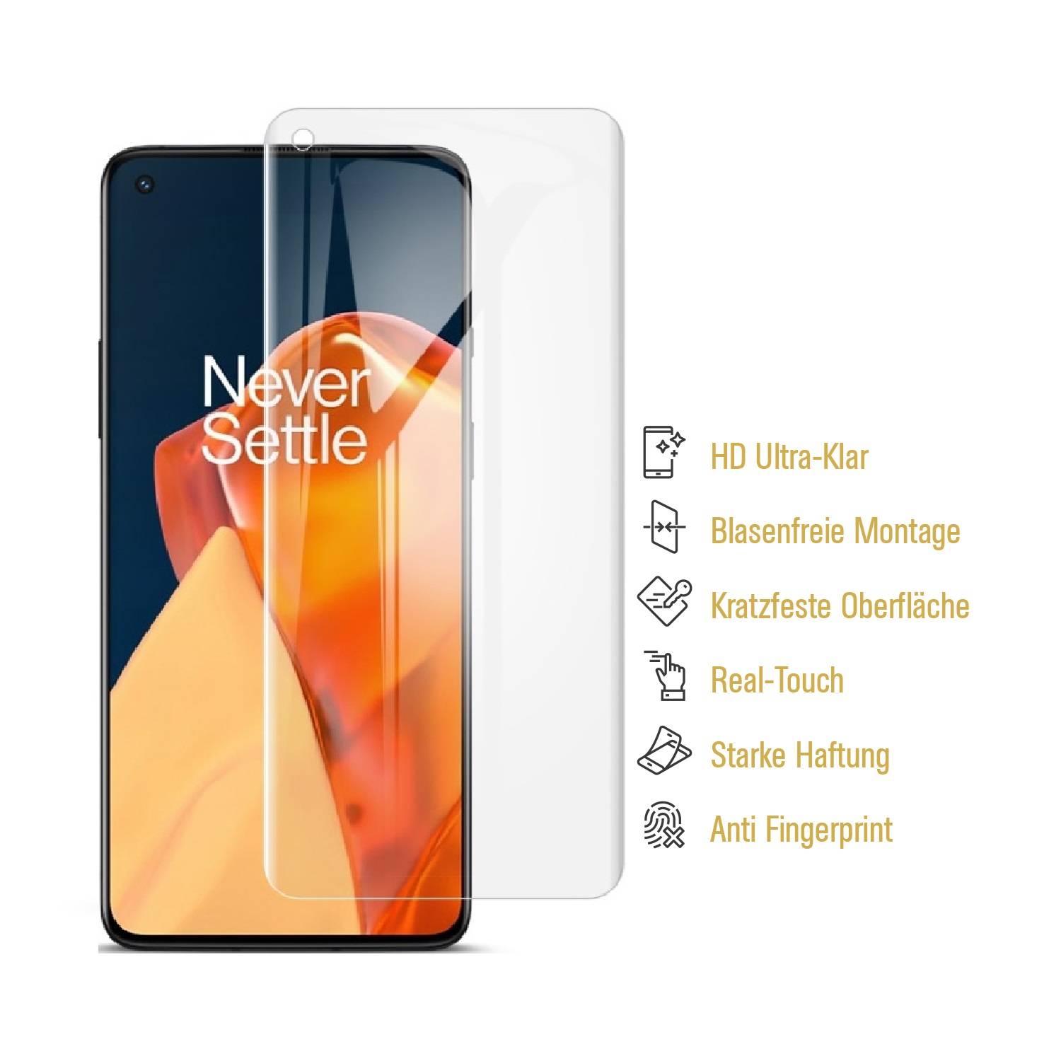 1x Hydrogel-Glass für OnePlus 9 Selbstheilend für Micro Kratzer 3D KLAR Panzerfolie Displayschutz Schutzfolie Screen-Protector
