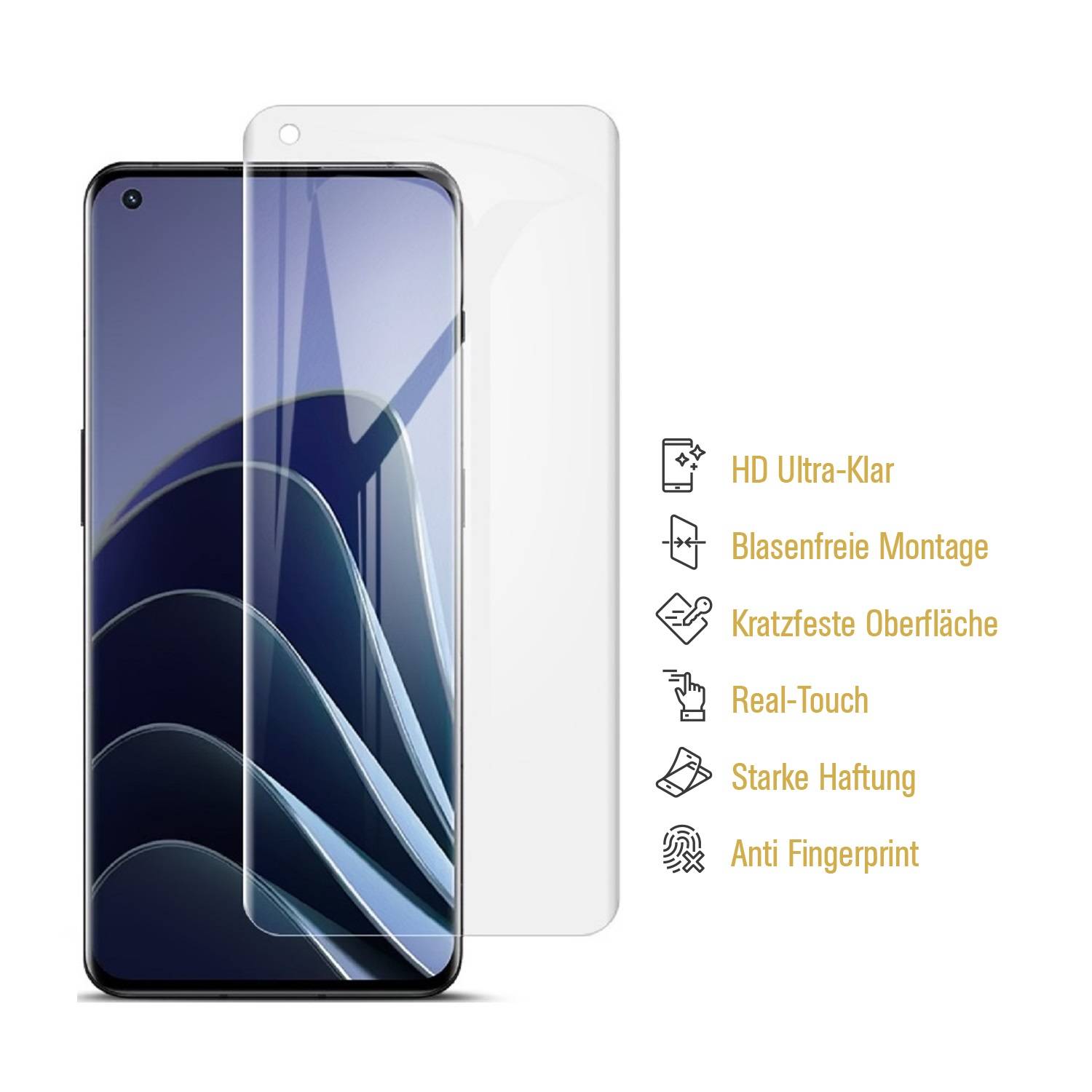 2x Hydrogel-Glass für OnePlus 10 Pro Selbstheilend für Micro Kratzer 3D KLAR Panzerfolie Displayschutz Schutzfolie Screen-Protector