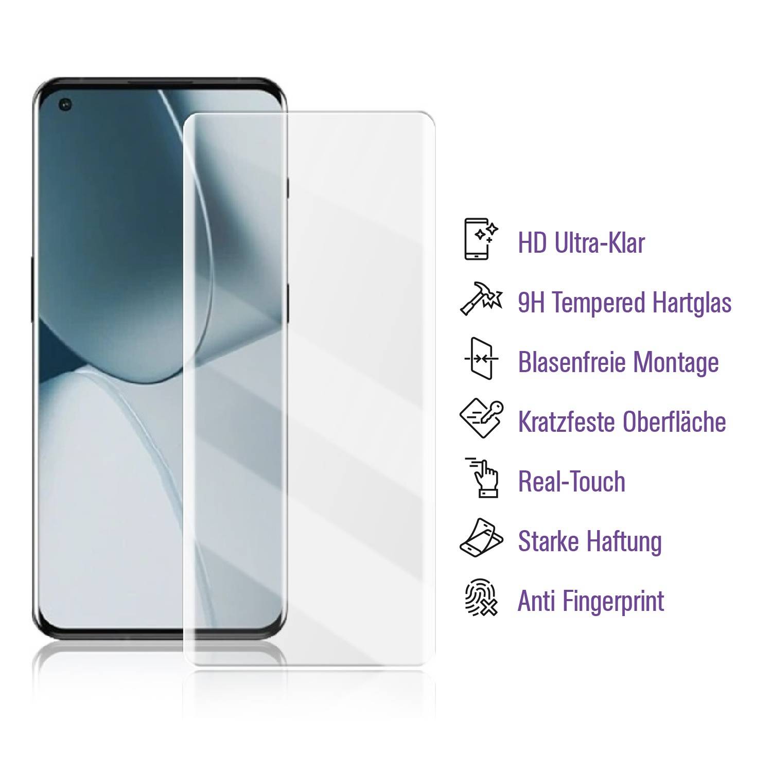 1x UV-Liquid 9H Panzerglas für OnePlus 10 Pro 3D KLAR echtes Tempered Panzerhartglas Schutzglas Displayschutz Panzerfolie Schutzfolie Screen