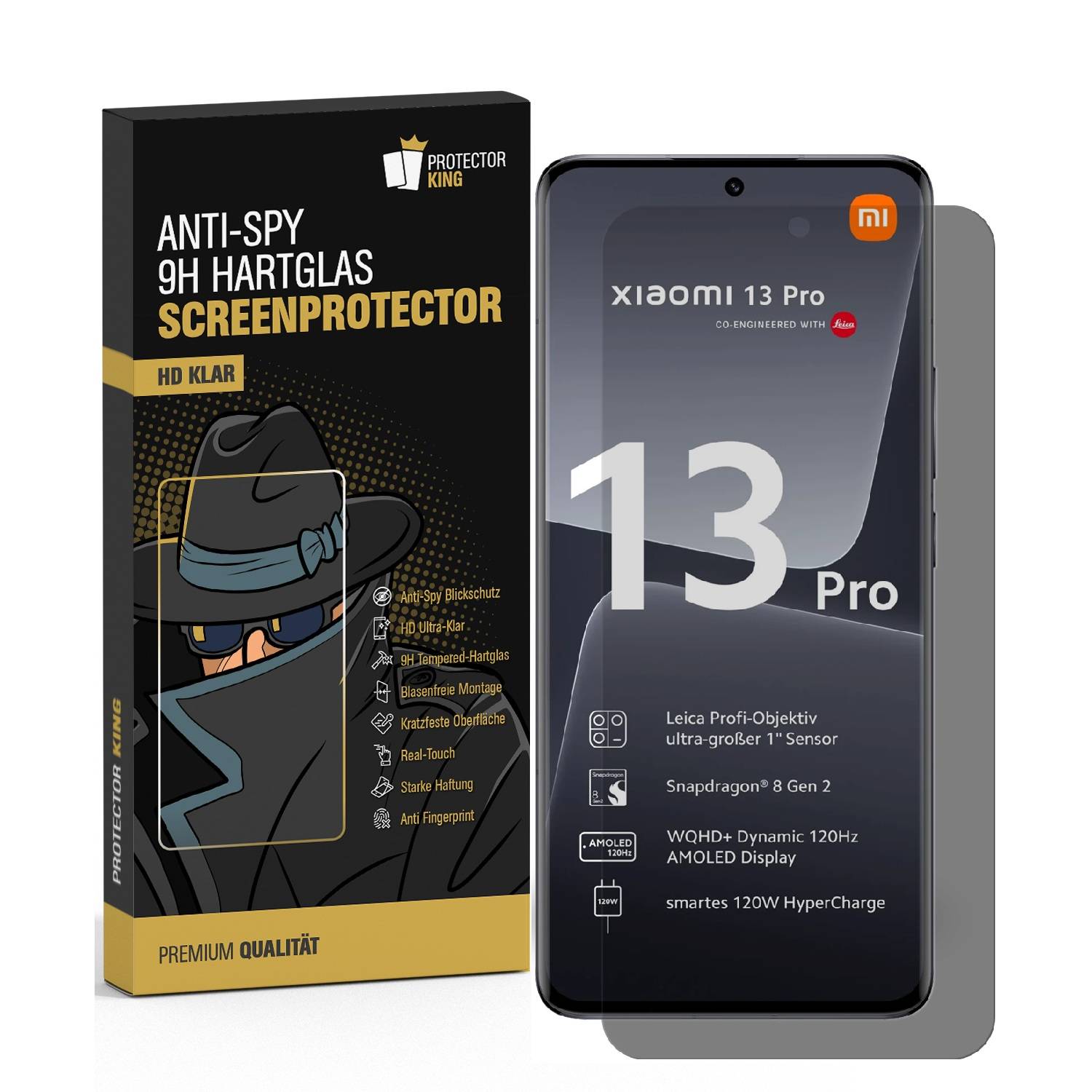 4x Blickschutz 9H Panzerhartglas für Xiaomi 13 Pro Sichtschutz Schutzglas Displayschutz Panzerfolie Schutzfolie echtes Tempered Panzerglas Screen