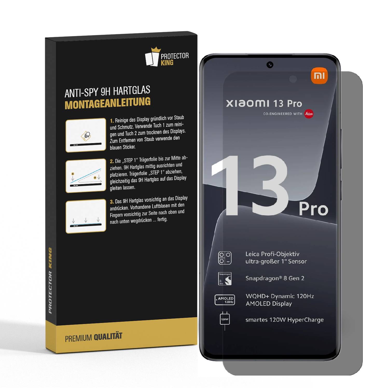 5x Blickschutz 9H Panzerhartglas für Xiaomi 13 Pro Sichtschutz Schutzglas Displayschutz Panzerfolie Schutzfolie echtes Tempered Panzerglas Screen