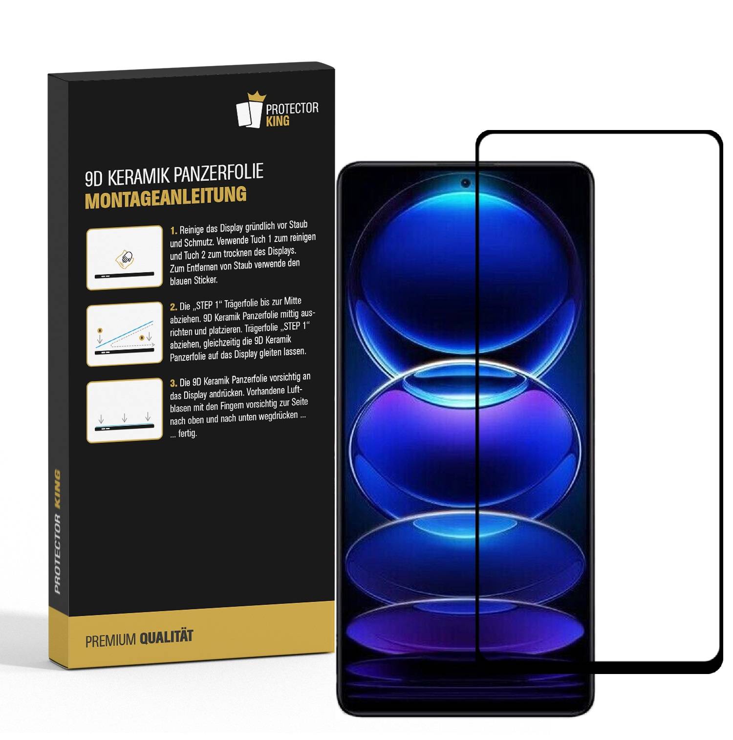 4x 9D Keramik-Glass für Xiaomi Redmi Note 12 Pro 5G FULL COVER 3D KLAR Panzerfolie Displayschutz Schutzfolie Ceramic Screen-Protector