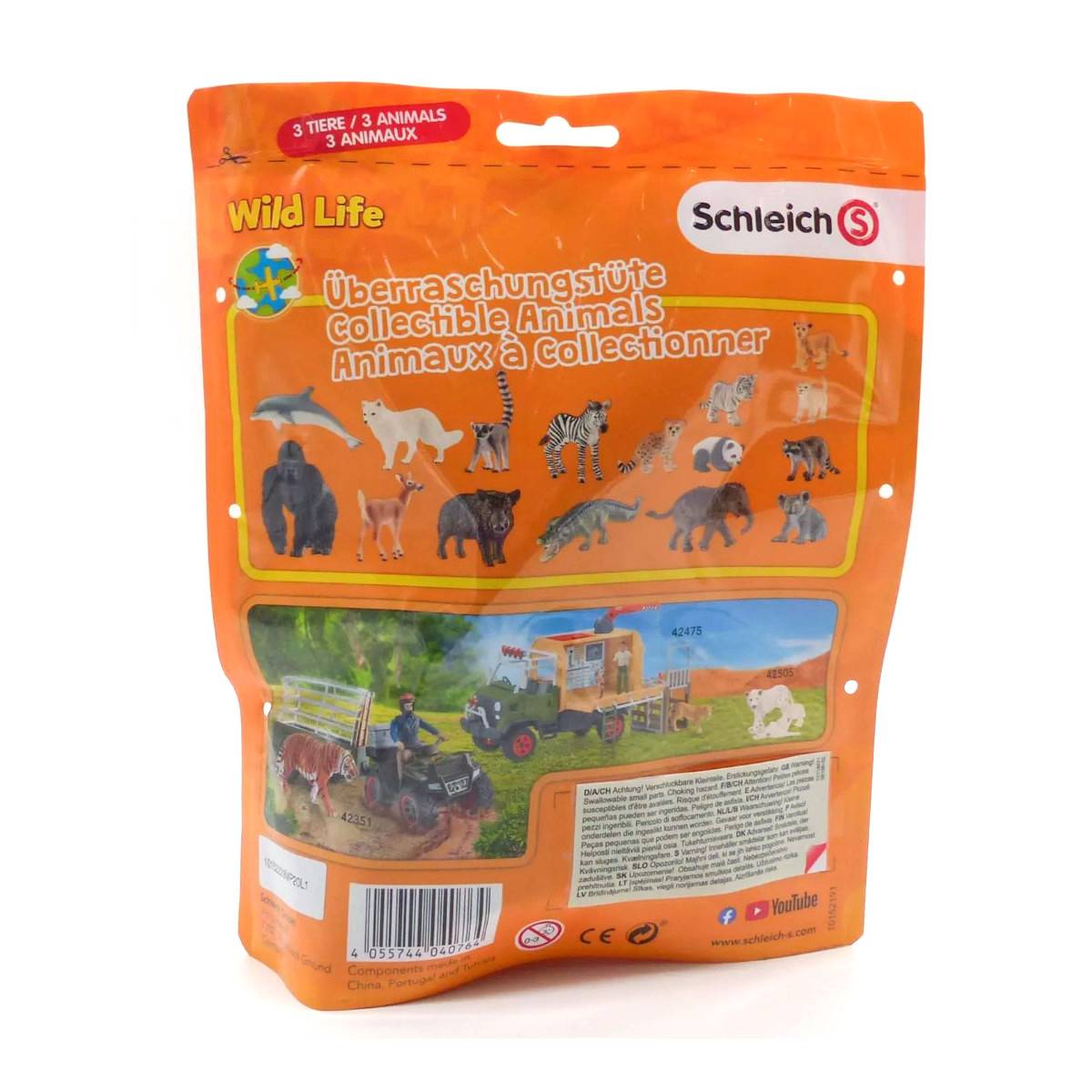 Schleich 10152270 - Wild Life - Überraschungstüte, 3 Wilde Tiere (Serie 4) Tüte Tierwelt