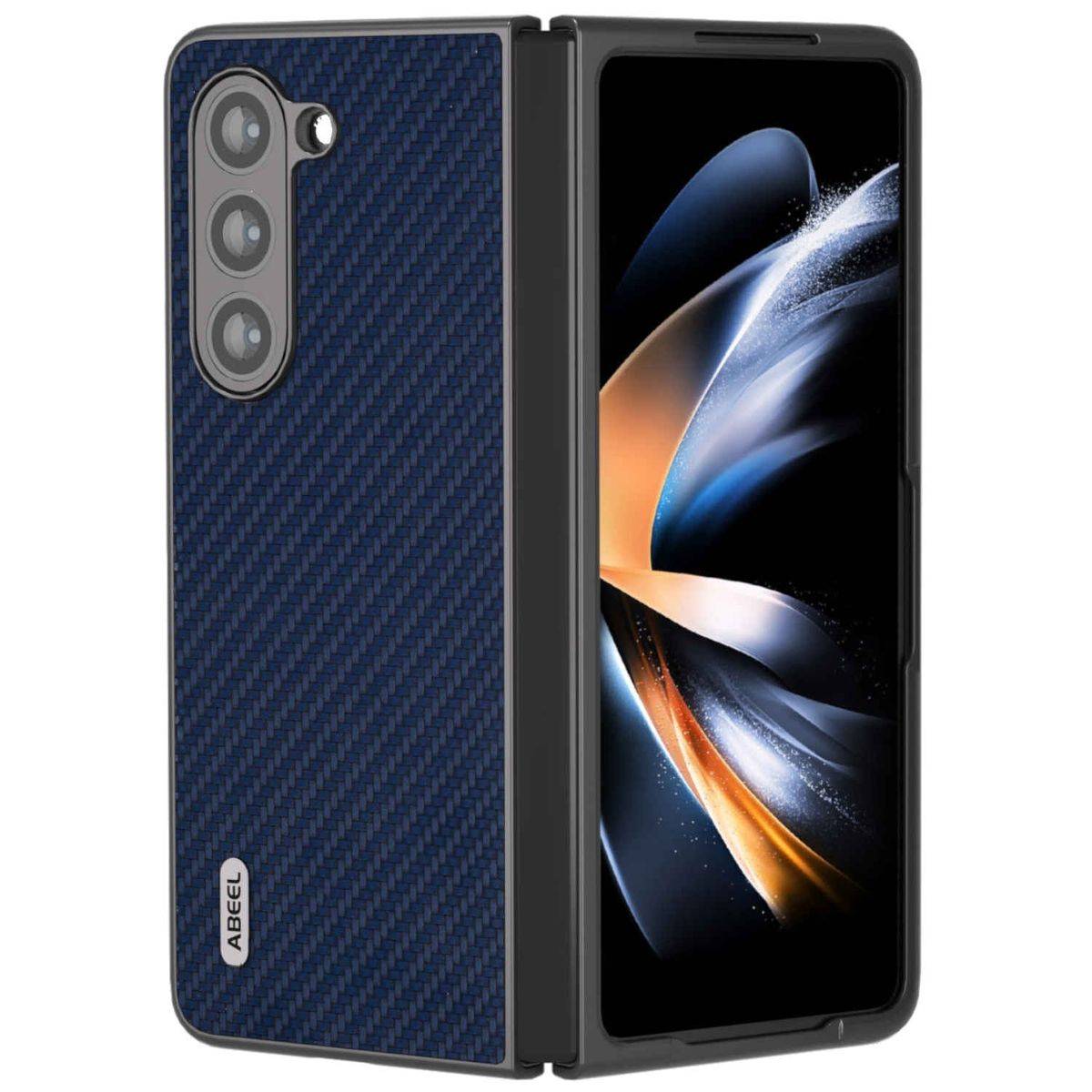 Für Samsung Galaxy Z Fold5 5G Carbon Textur Schutz Hülle Dunkelblau