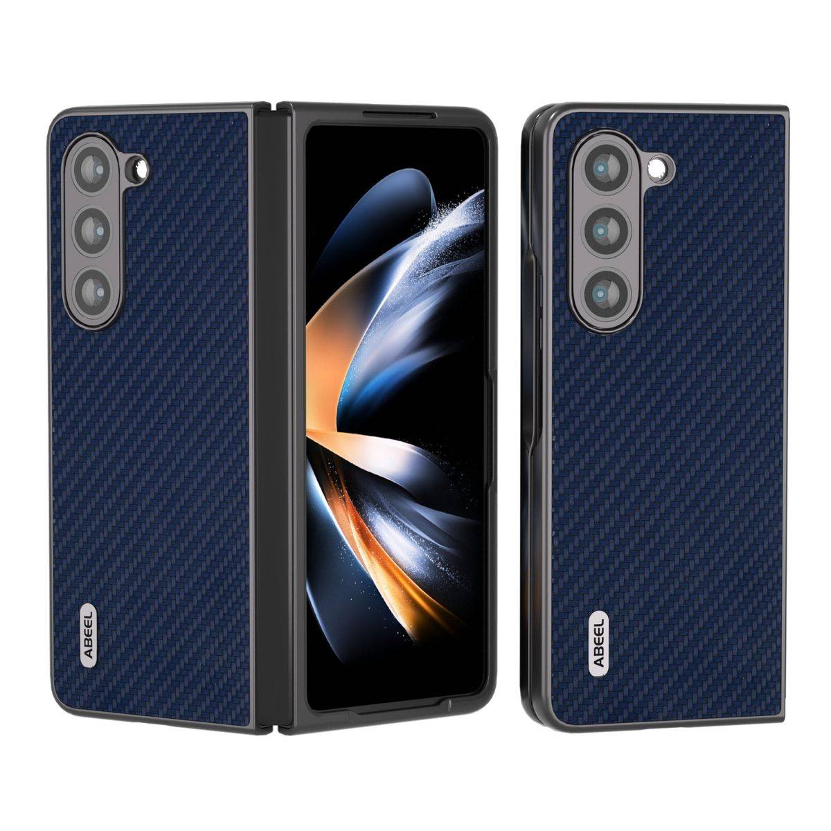 Für Samsung Galaxy Z Fold5 5G Carbon Textur Schutz Hülle Dunkelblau