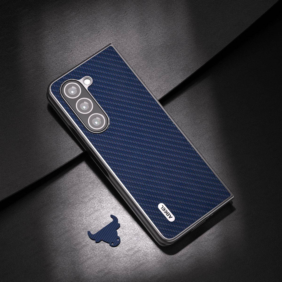 Für Samsung Galaxy Z Fold5 5G Carbon Textur Schutz Hülle Dunkelblau