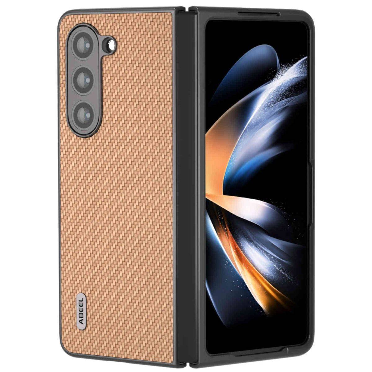 Für Samsung Galaxy Z Fold5 5G Carbon Textur Schutz Hülle Cover Gelb