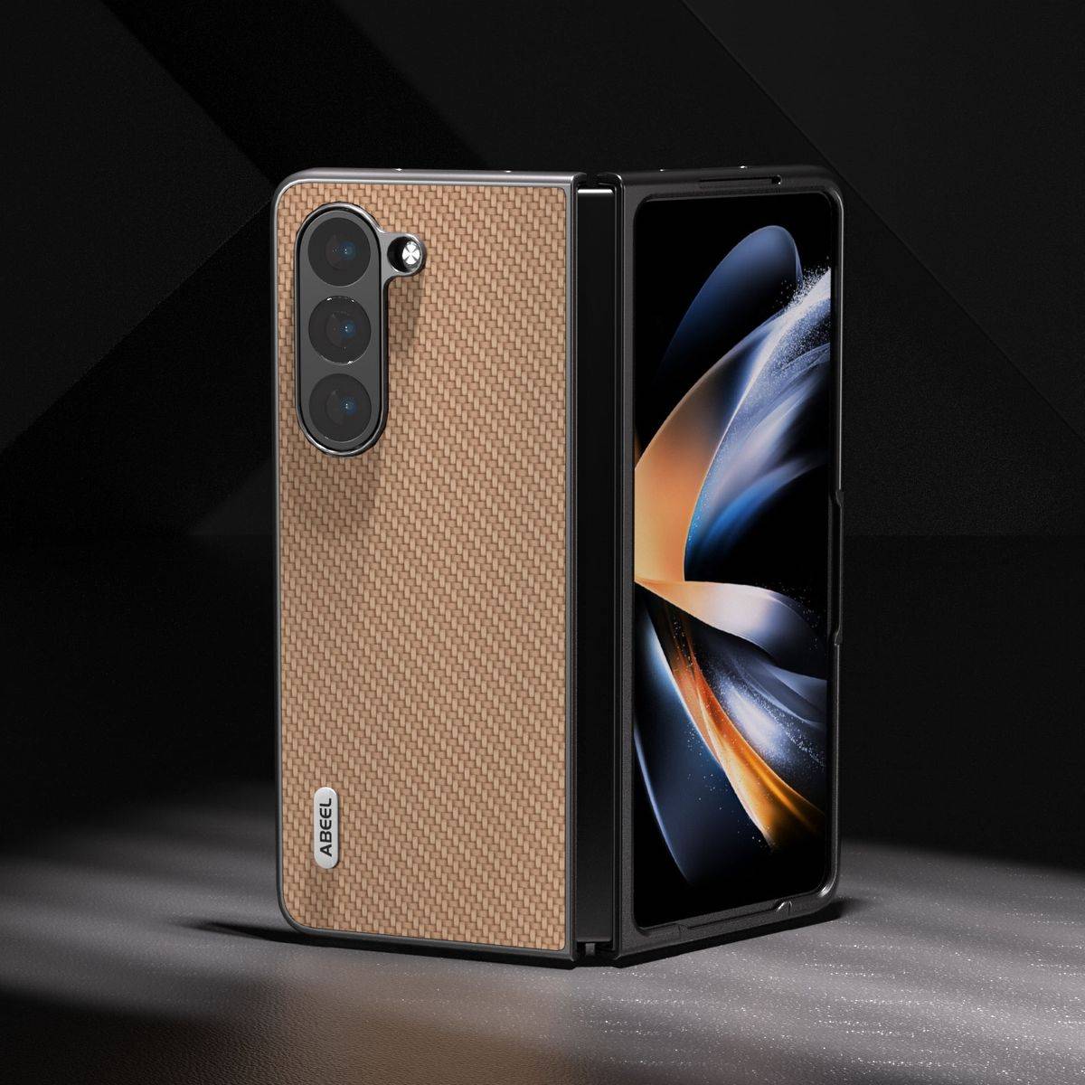 Für Samsung Galaxy Z Fold5 5G Carbon Textur Schutz Hülle Cover Gelb