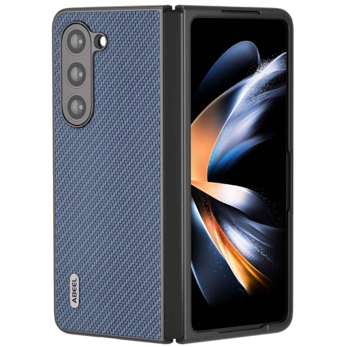 Für Samsung Galaxy Z Fold5 5G Carbon Textur Schutz Hülle Hellblau