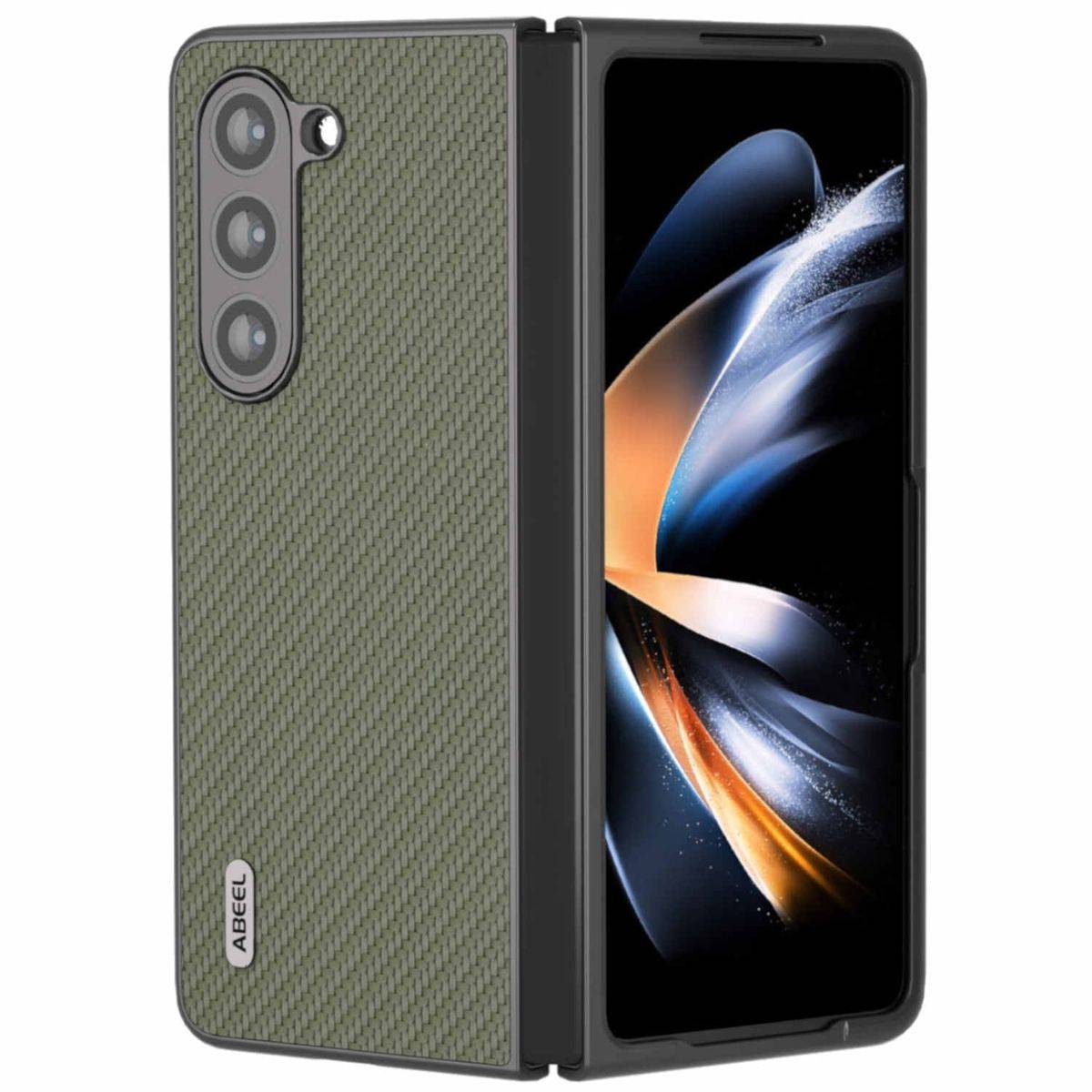 Für Samsung Galaxy Z Fold5 5G Carbon Textur Schutz Hülle Grün