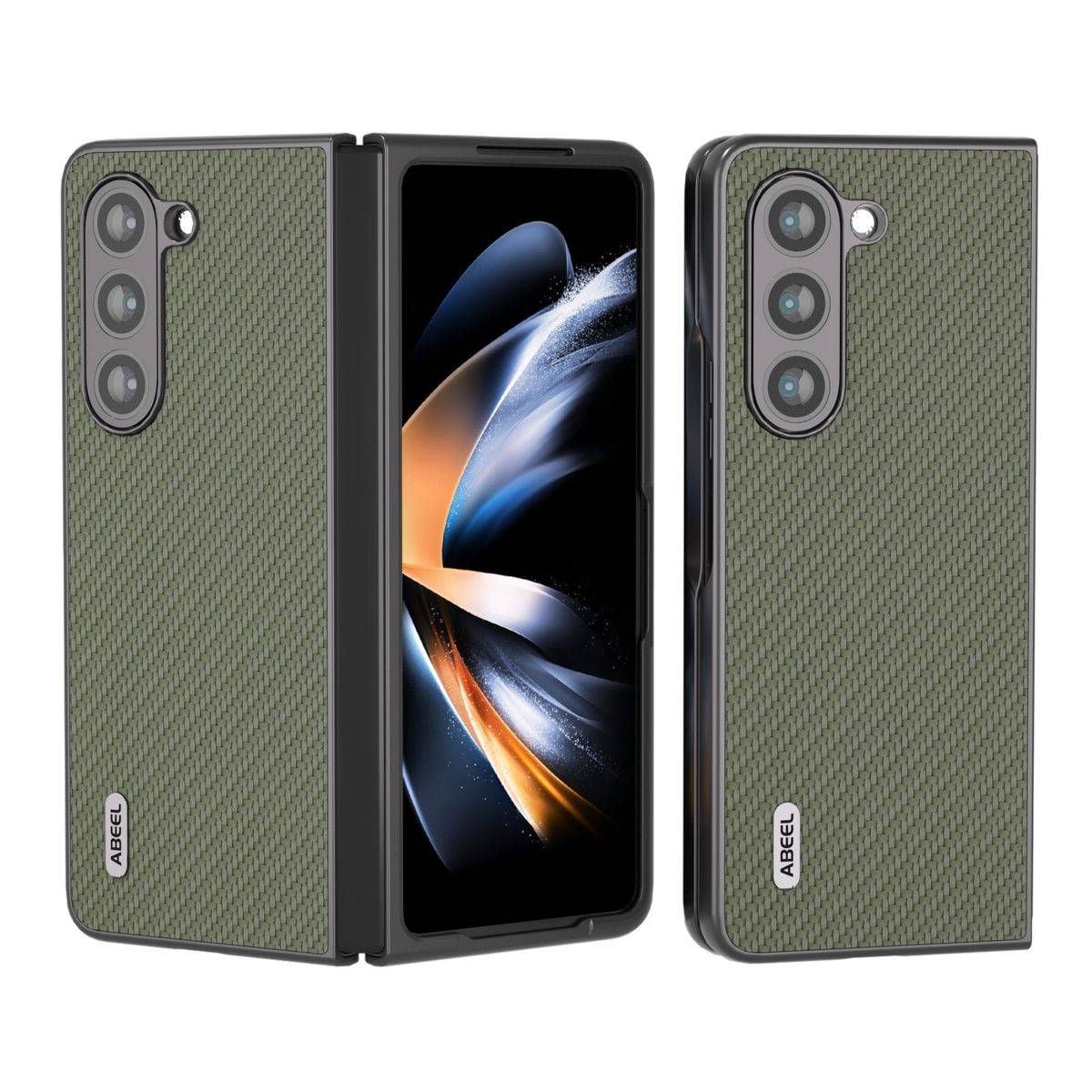 Für Samsung Galaxy Z Fold5 5G Carbon Textur Schutz Hülle Grün