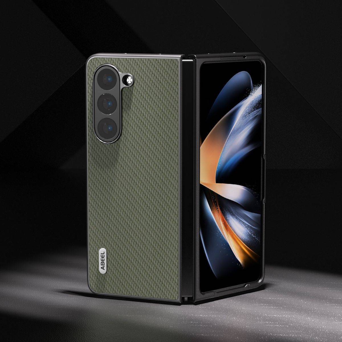 Für Samsung Galaxy Z Fold5 5G Carbon Textur Schutz Hülle Grün