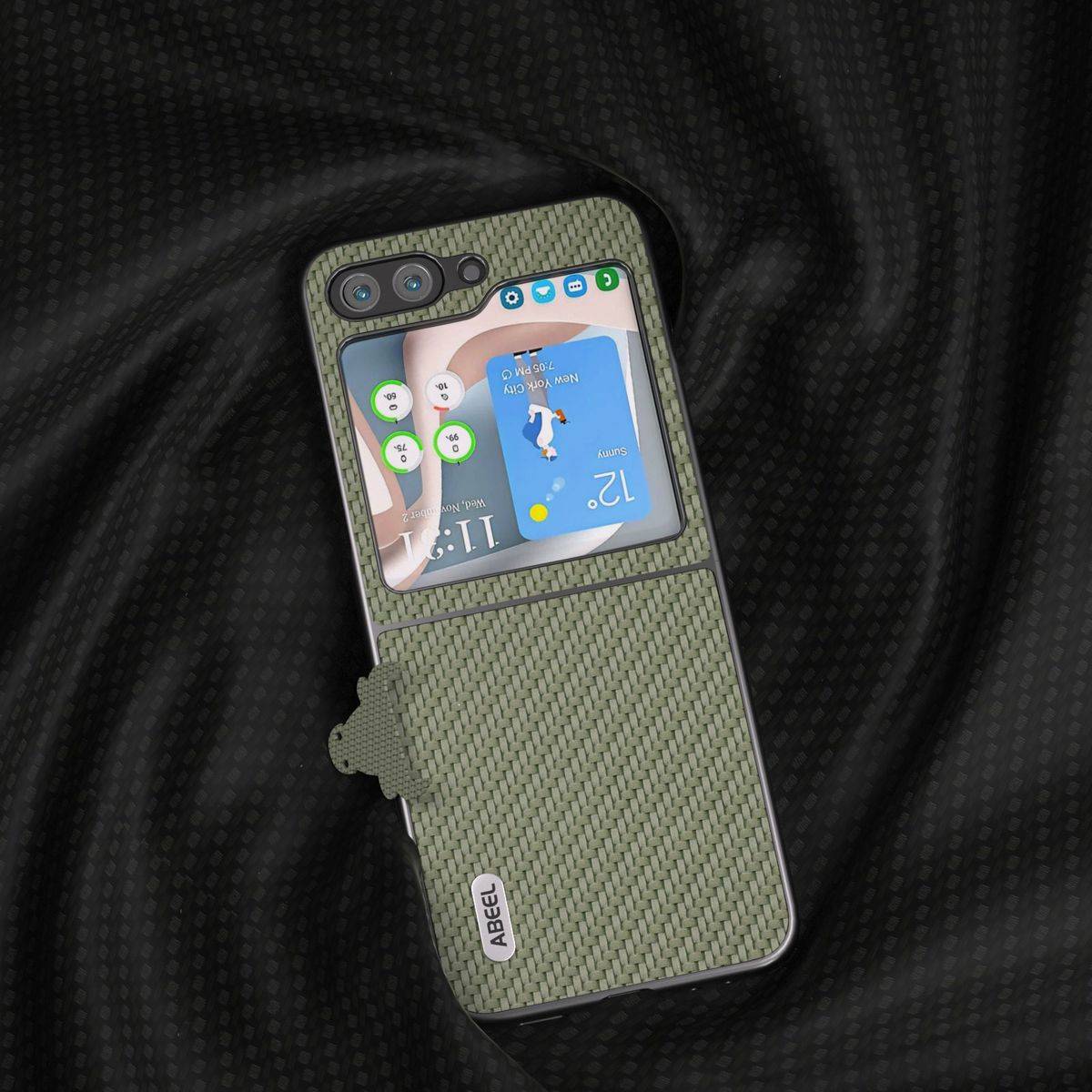 Für Samsung Galaxy Z Flip5 5G Carbon Textur Schutzhülle Cover Grün