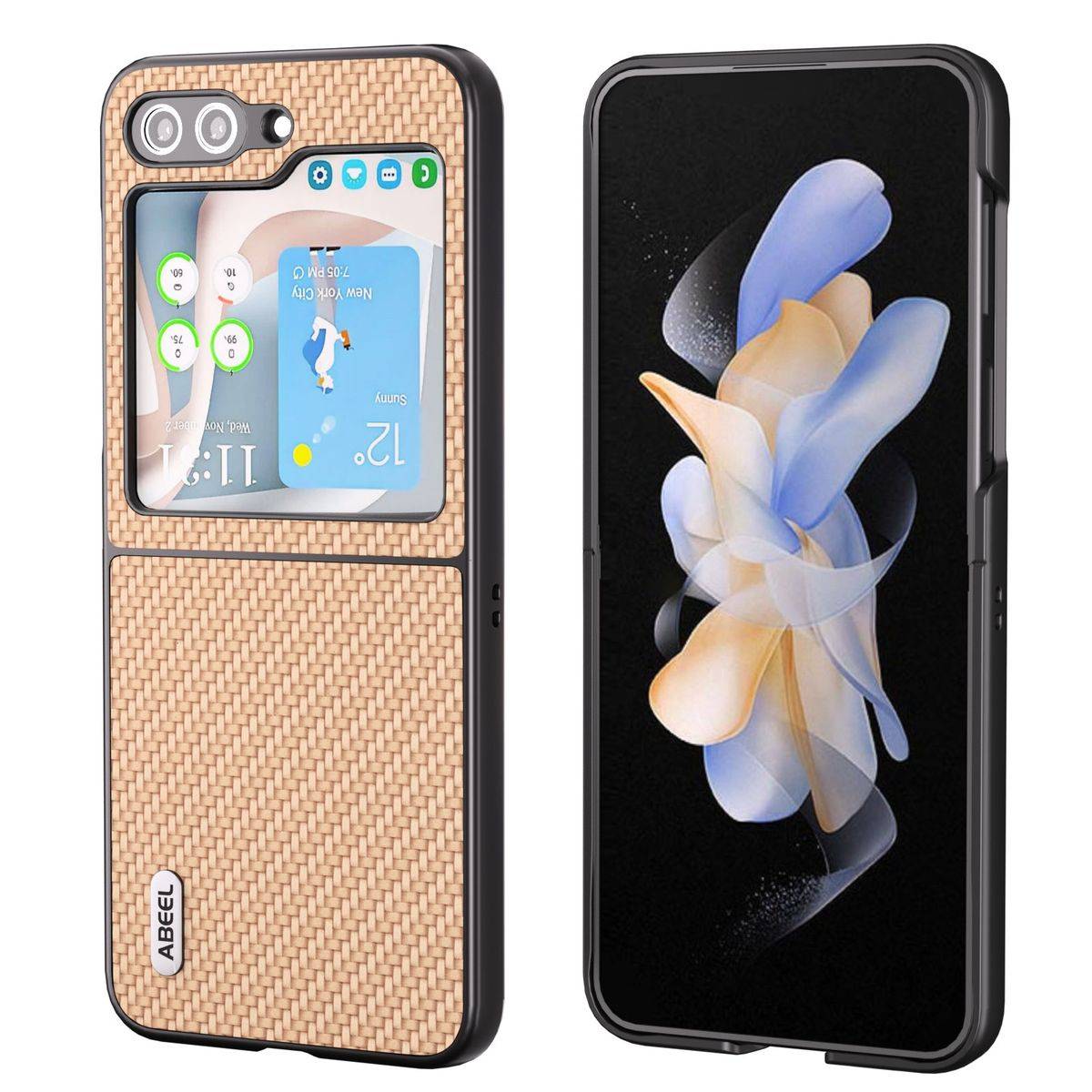 Für Samsung Galaxy Z Flip5 5G Carbon Textur Schutzhülle Cover Gelb