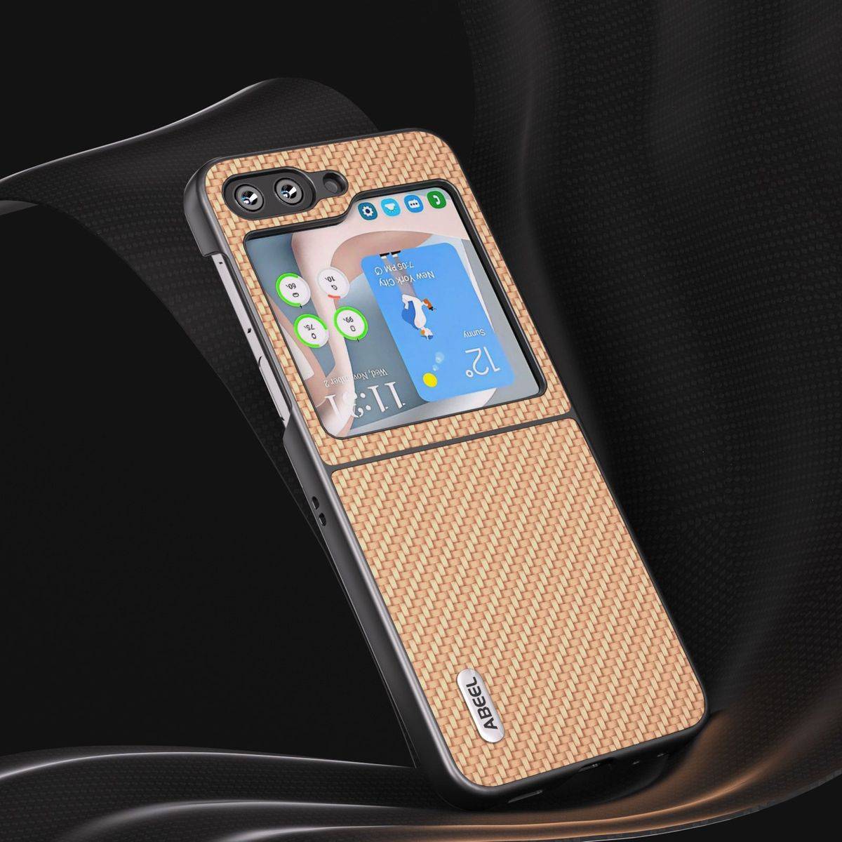 Für Samsung Galaxy Z Flip5 5G Carbon Textur Schutzhülle Cover Gelb