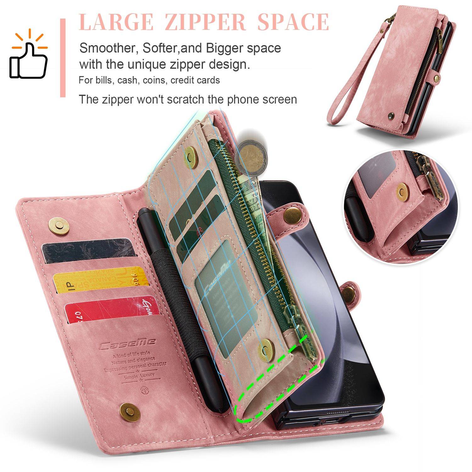 Für Samsung Galaxy Z Fold5 5G CaseMe Handy Tasche Kunstleder Hülle