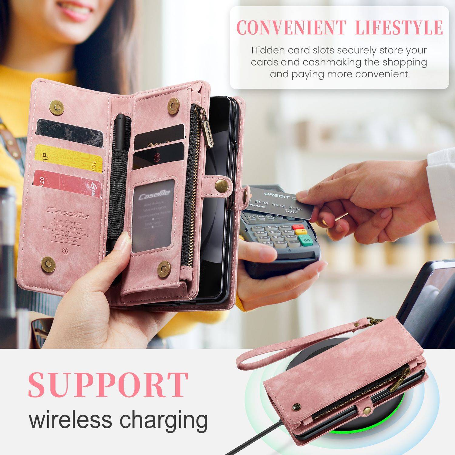Für Samsung Galaxy Z Fold5 5G CaseMe Handy Tasche Kunstleder Hülle