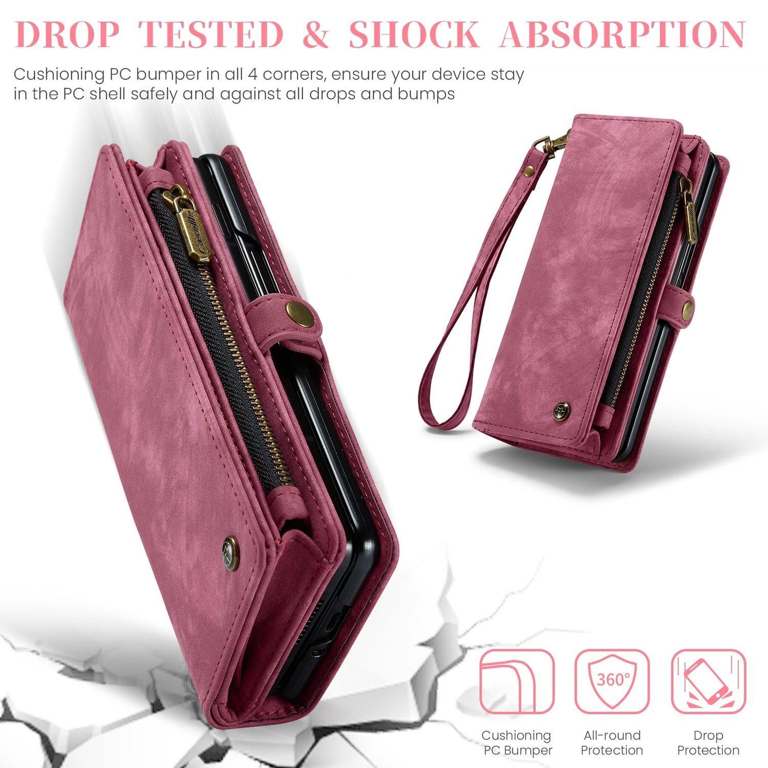 Für Samsung Galaxy Z Fold5 5G CaseMe Handy Tasche Kunstleder Hülle