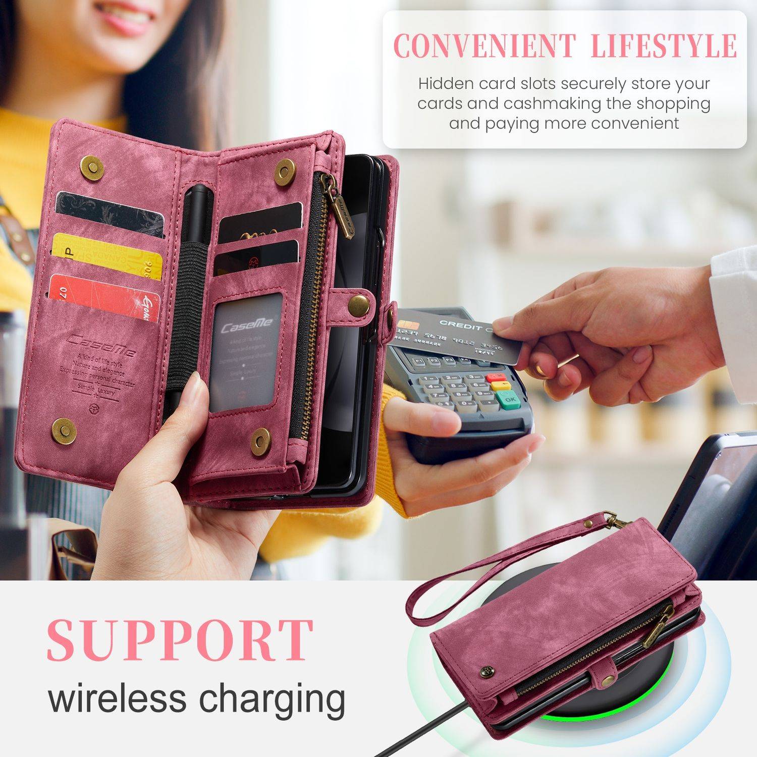 Für Samsung Galaxy Z Fold5 5G CaseMe Handy Tasche Kunstleder Hülle