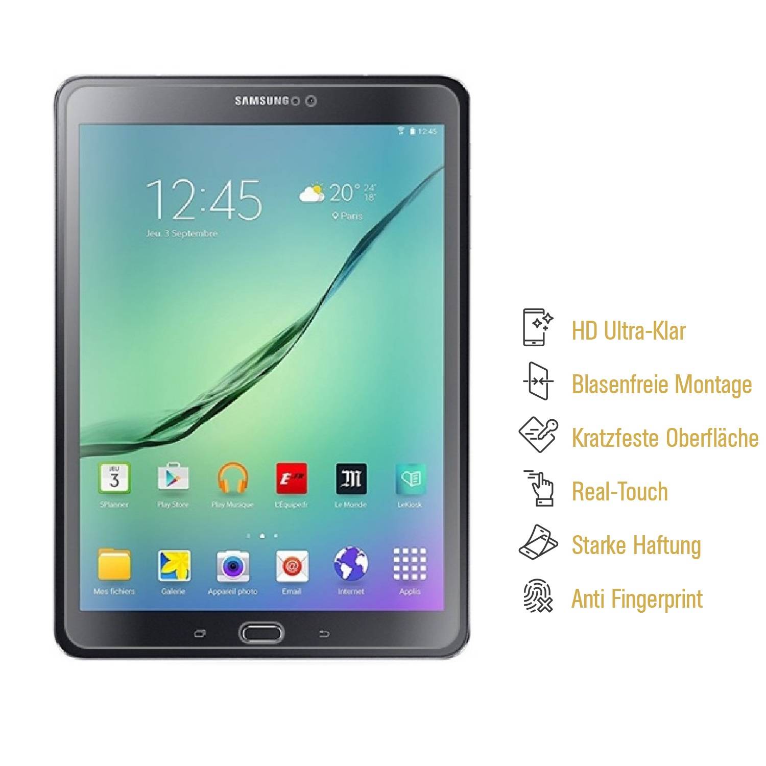 2x Panzerfolie für Samsung Galaxy Tab S2 9.7 ANTI-SCHOCK Displayschutzfolie KLAR